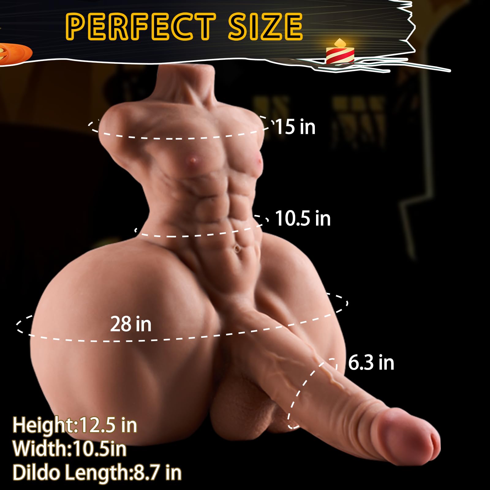 Realistic Male Sex Doll Torso with Insertable Dildo - 2 in 1 Muscular Adult Toy for Gay Pleasure