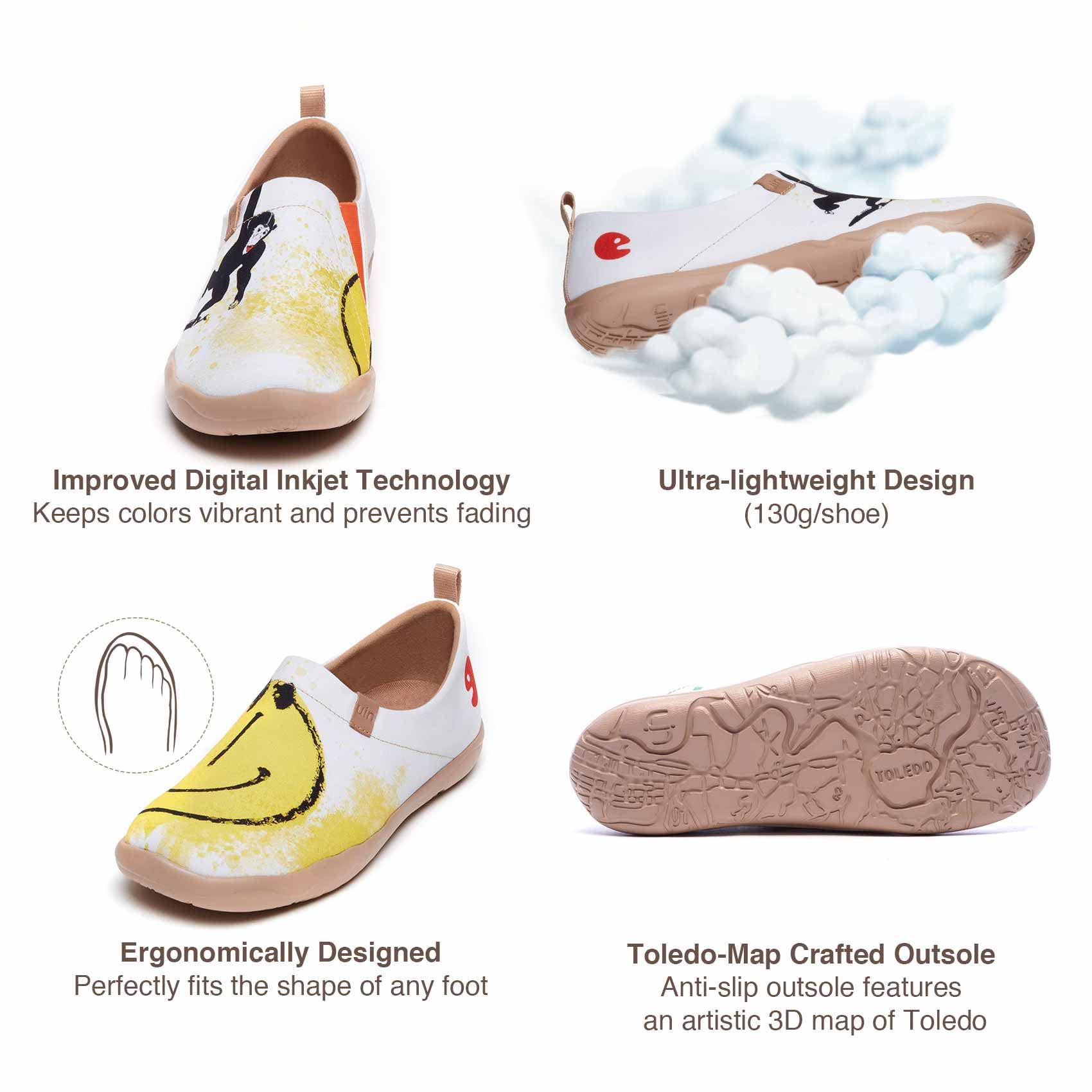 UIN Men's Slip-On Canvas Sneakers - Lightweight Comfortable Walking Shoes for Travel & Casual Wear | Breathable Loafers with Artistic Paint Design | Perfect for Daily Commute, Vacation & Outdoor Activities