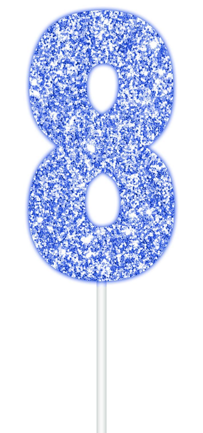 Blue Glitter Numbers 0-9 | Paper Cake Toppers for Birthday Party Decorations | Perfect for Wedding, Baby Shower & Anniversary Cakes