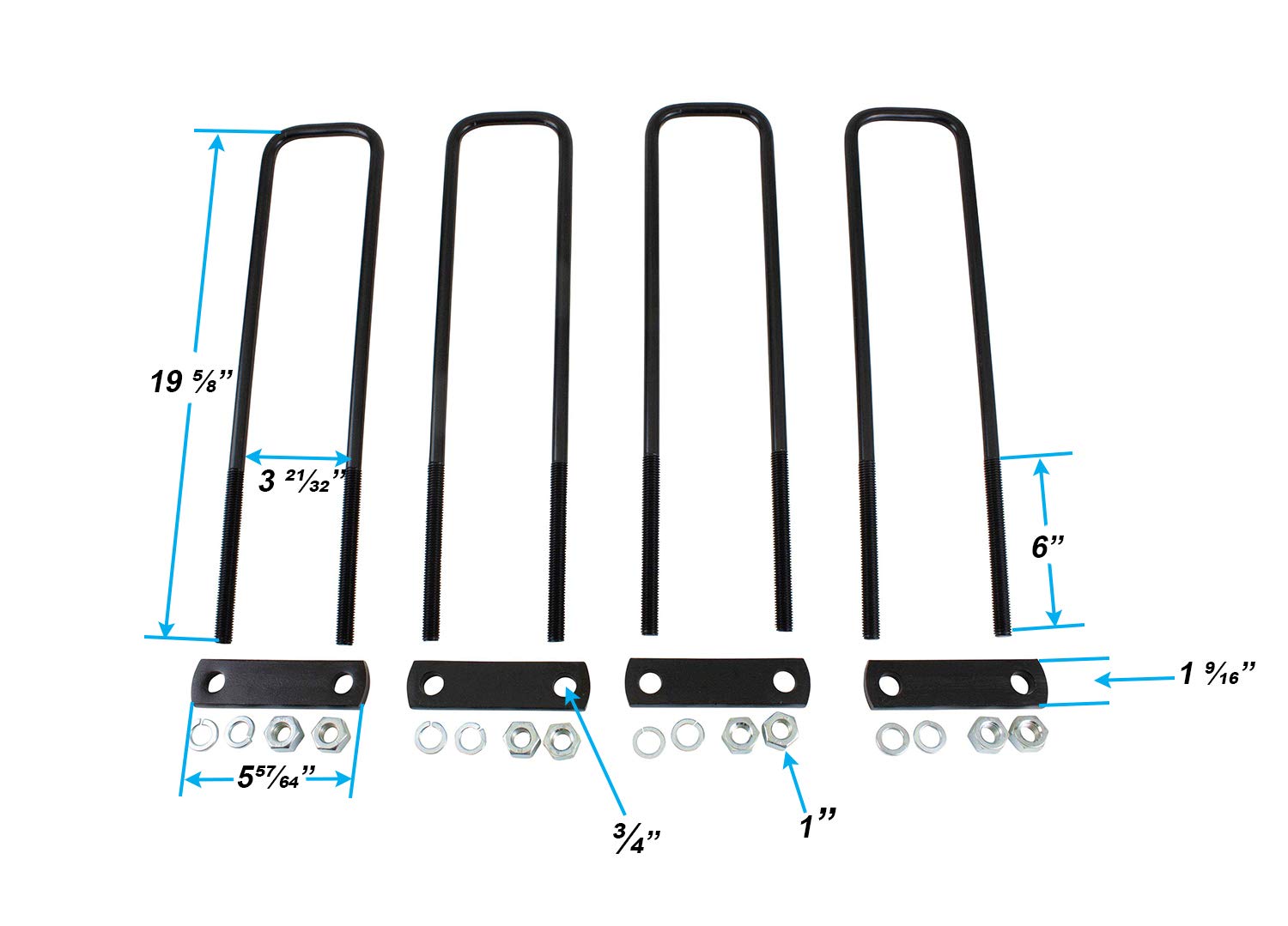 Mytee Products Heavy Duty Headache Rack Mounting Kit - Complete Cab Rack Installation Kit with U-Bolts, Tie-Plates & Nuts - Perfect for Truck Bed Protection & Secure Cargo Transport