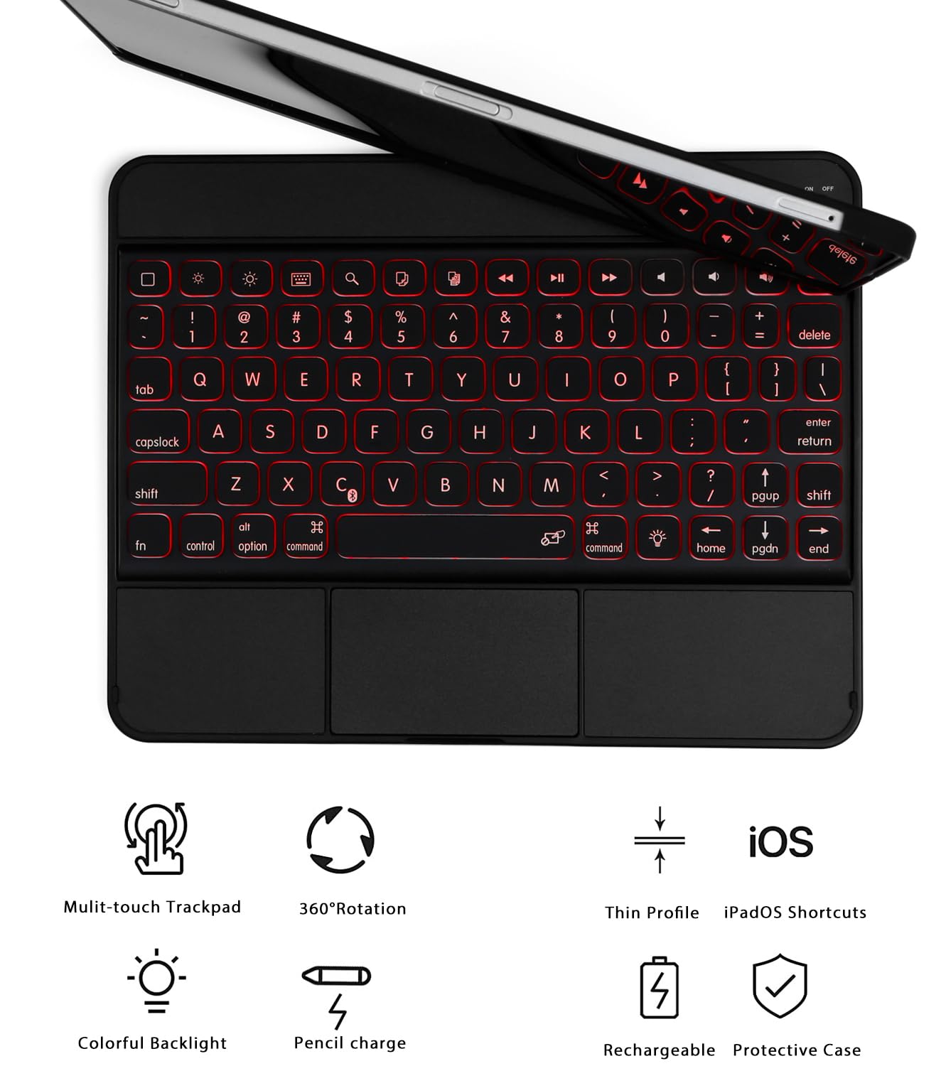 Premium Keyboard Case for iPad Air 11 inch M3 2025 & M2 2024 - Multi-Touch Backlit Keyboard with 360° Swivel Stand for iPad Pro 11-inch (4th/3rd/2nd/1st Gen) & iPad Air 5th/4th Gen 10.9 inch - Ultra Thin & Light Design for Work, Study & Travel