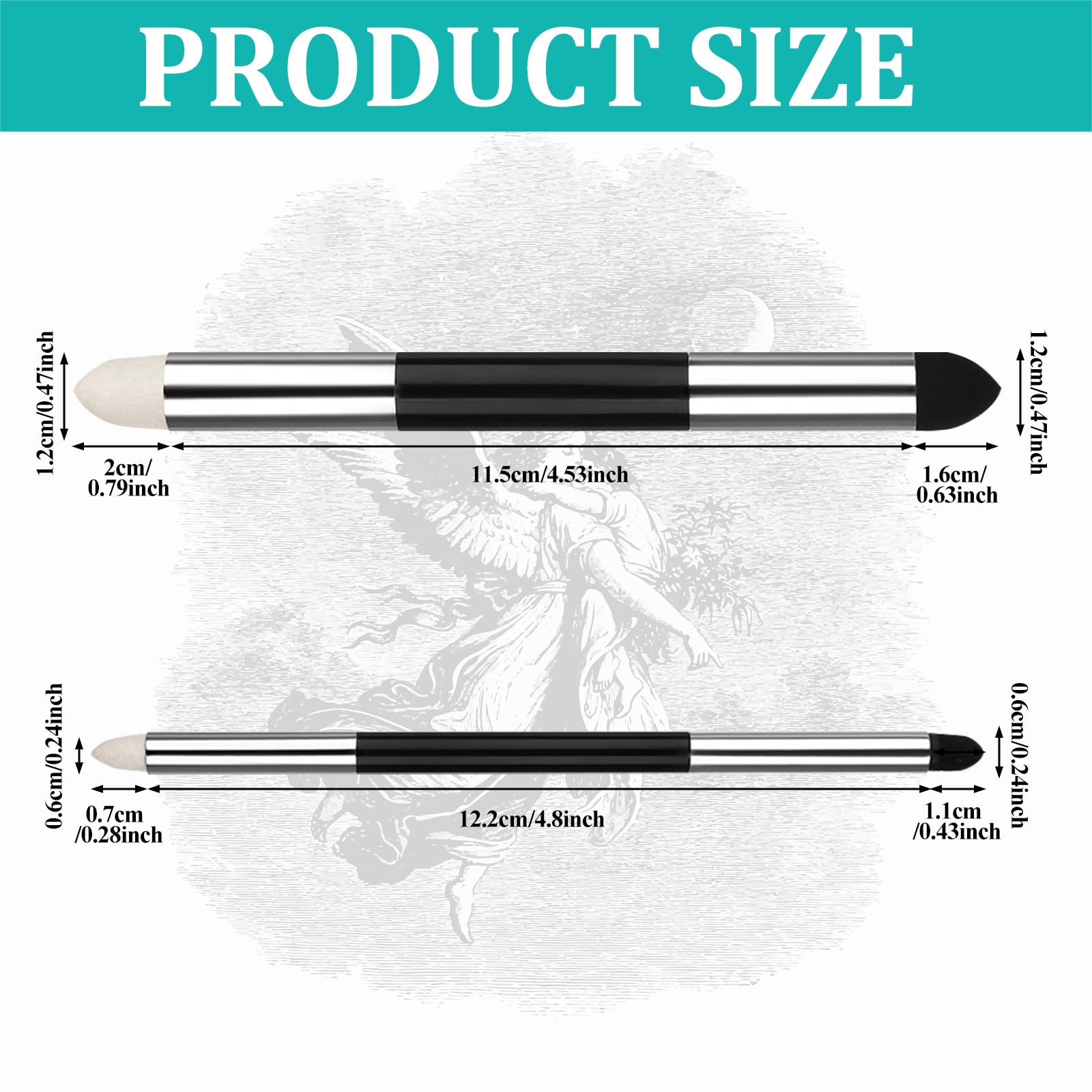 6Pcs Dual-Tip Blending Sponge Pens - Washable Reusable Art Blenders for Charcoal, Sketching & Powder Drawing - Perfect for Artists & Students - Ideal for Blending, Correcting & Detailing Artworks