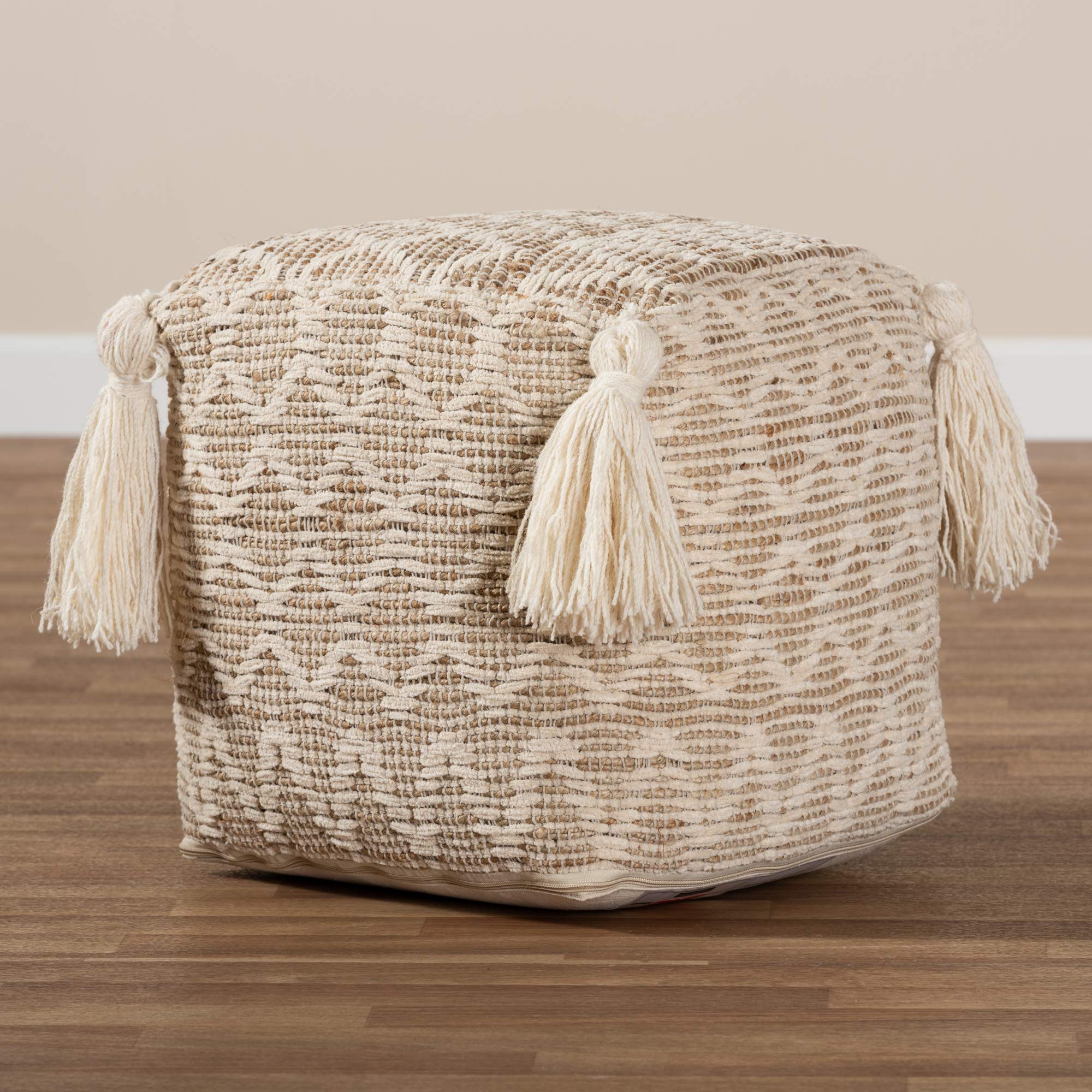 Baxton Studio Ottomans - Natural/Ivory Fabric Storage Ottoman Bench with Lift Top, Perfect for Living Room, Bedroom & Entryway Seating