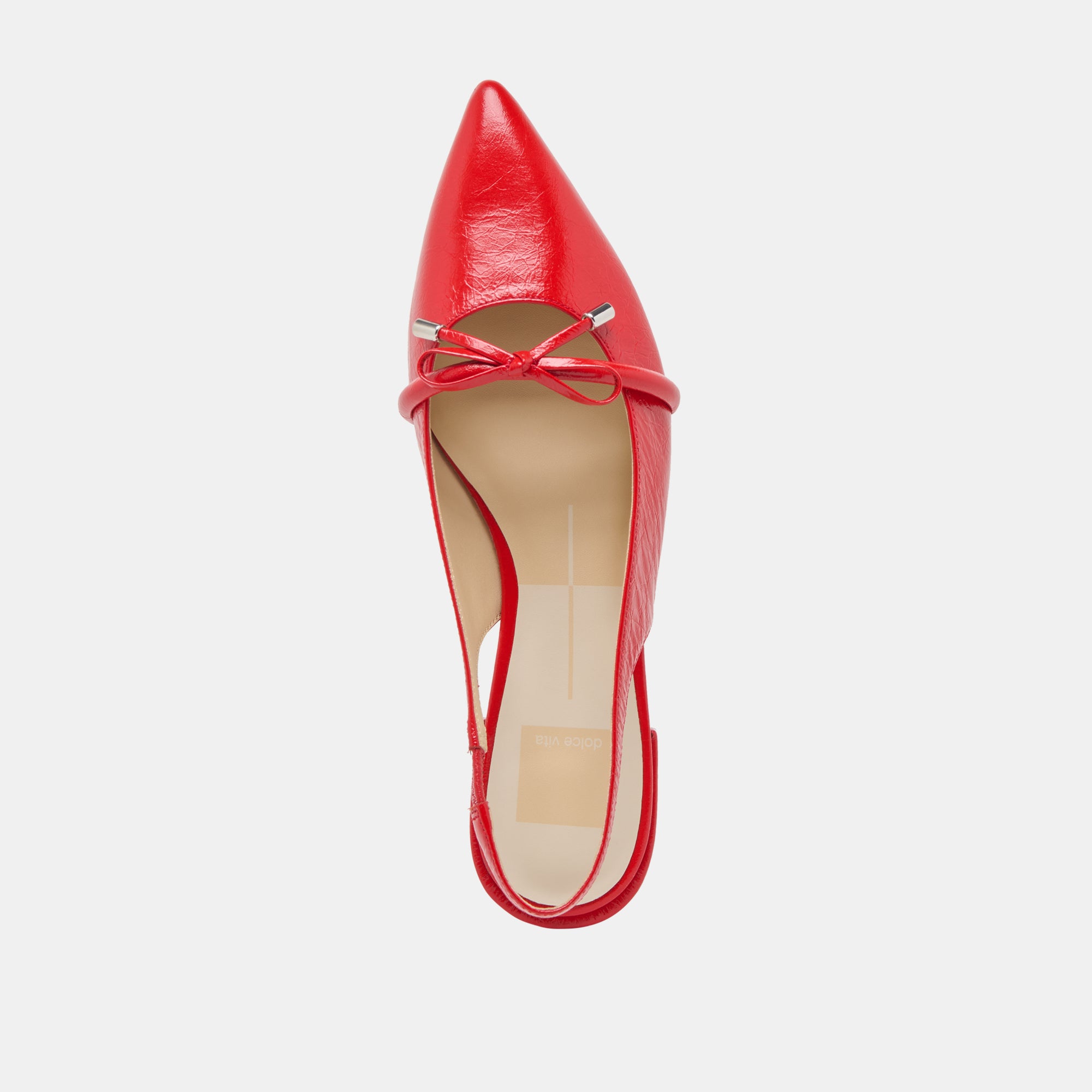 PAYGE Women's Flats - Chili Red Crinkle Patent Leather Slip-On Shoes for Casual Wear & Office Outfits