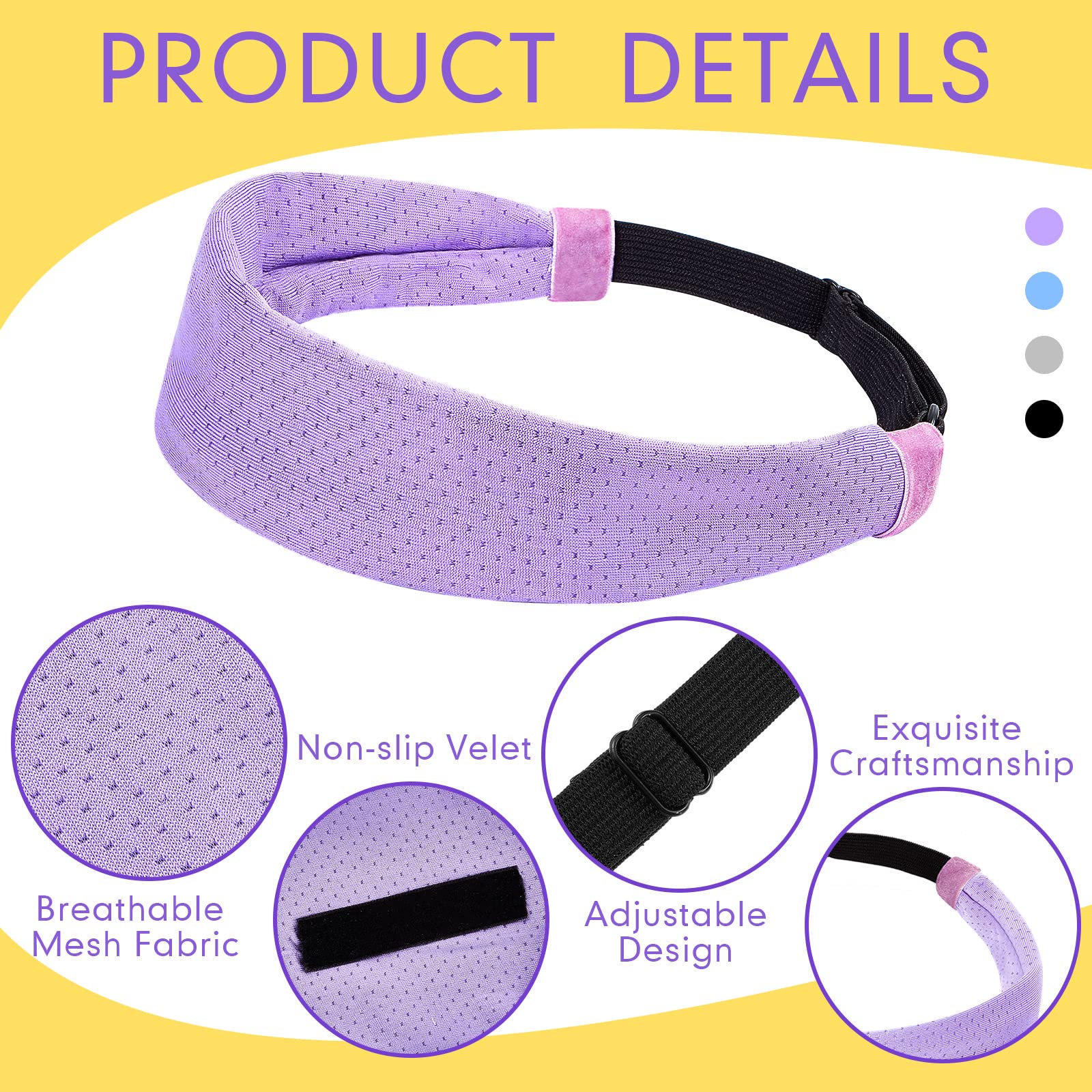 Yunlly 4 Pack Adjustable Sports Headbands for Women - Non-Slip Workout Sweatbands, Breathable Mesh Hair Bands for Running, Yoga, Soccer & Exercise - Perfect for Gym, Fitness & Active Lifestyle