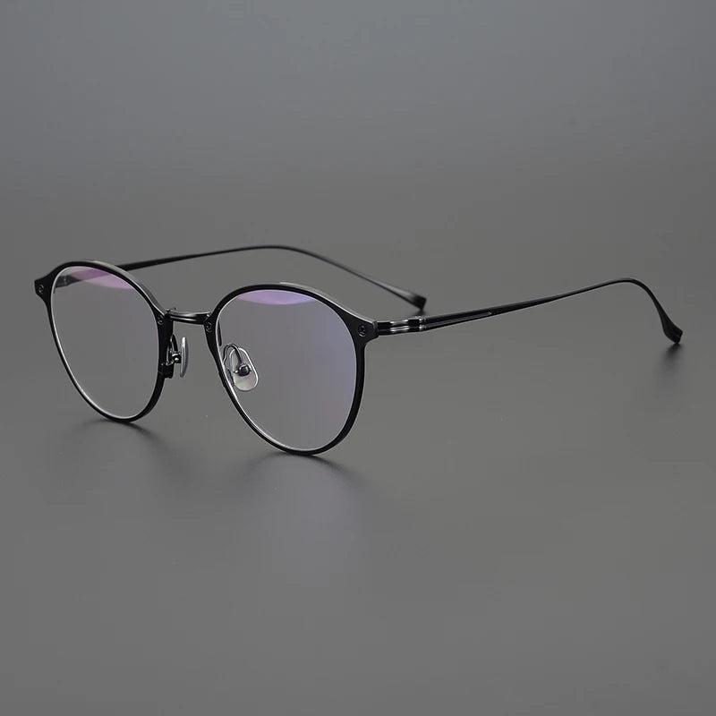 Aimee Unisex Full Rim Round Acetate Titanium Eyeglasses Frame 18045 - Stylish & Lightweight Glasses for Men & Women - Perfect for Reading, Work, and Everyday Wear
