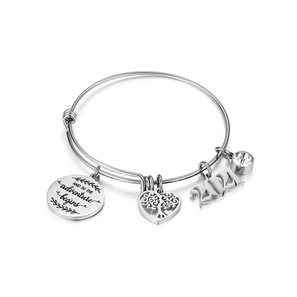 Inspirational Graduation Bracelet for Women - Stainless Steel Adjustable Charm Bangle - Perfect Gift for Graduates, Students & Teachers - Motivational Jewelry for Daily Wear & Special Occasions