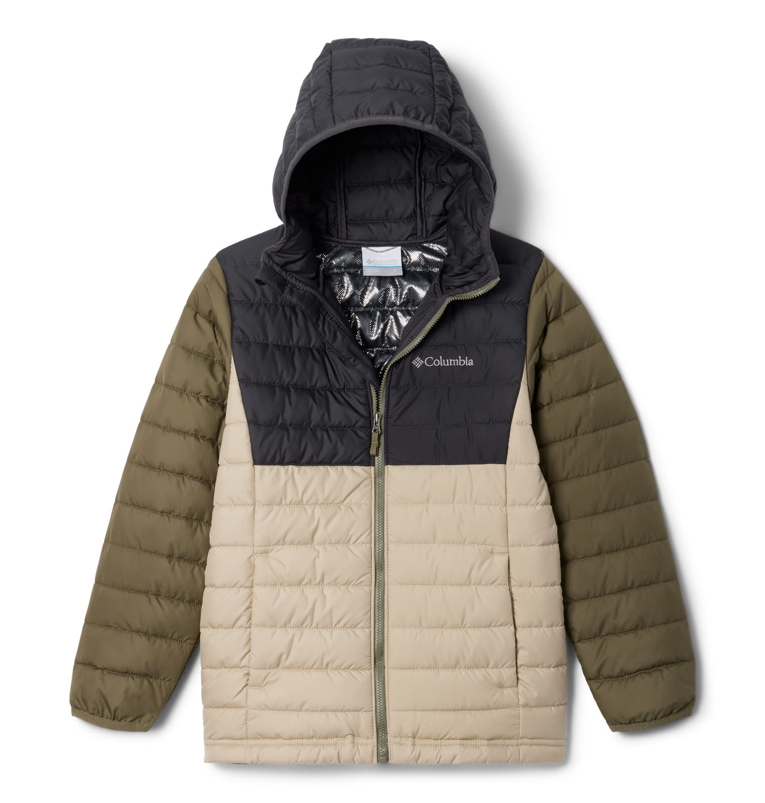 Columbia Boys' Powder Lite Hooded Jacket - Water-Resistant Winter Coat for Kids - Warm Insulated Snow Jacket for Outdoor Activities, Skiing, and Snow Play