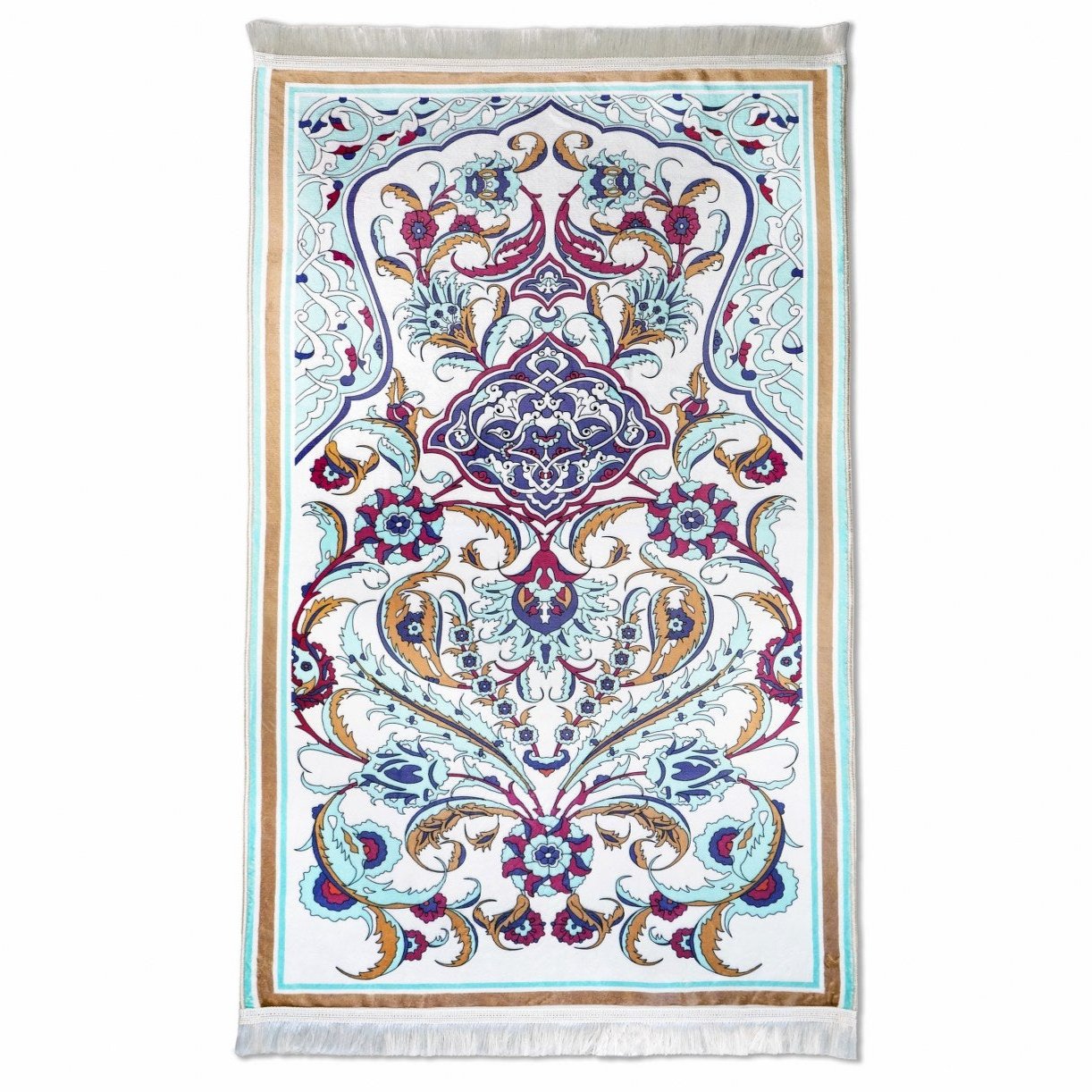 Premium Pastel Floral & Aqua Islamic Prayer Rug - Soft Non-Slip Muslim Prayer Mat for Home, Mosque & Travel - Perfect for Daily Salah & Ramadan Worship