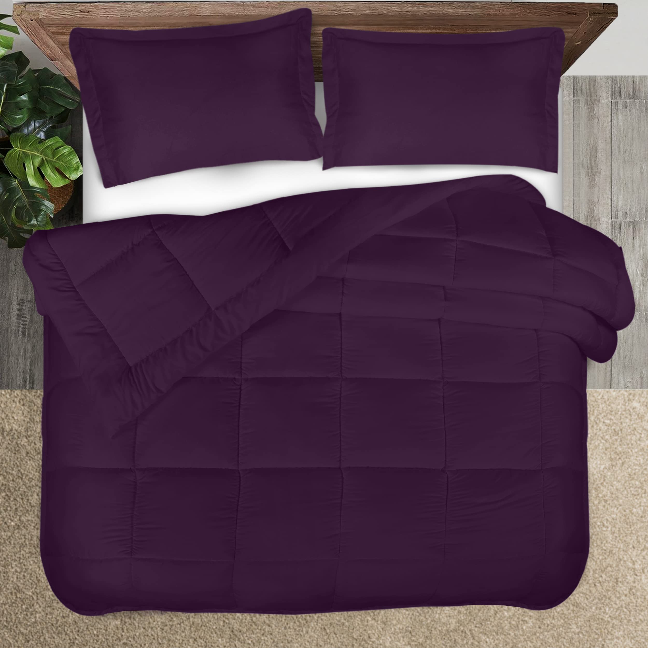 Utopia Bedding King Size Comforter Set - 3-Piece Down Alternative Comforter with 2 Pillow Shams - Soft Plum/Purple Bedding Set - Machine Washable & Hypoallergenic - Perfect for Master Bedroom, Guest Room & Cozy Winter Nights