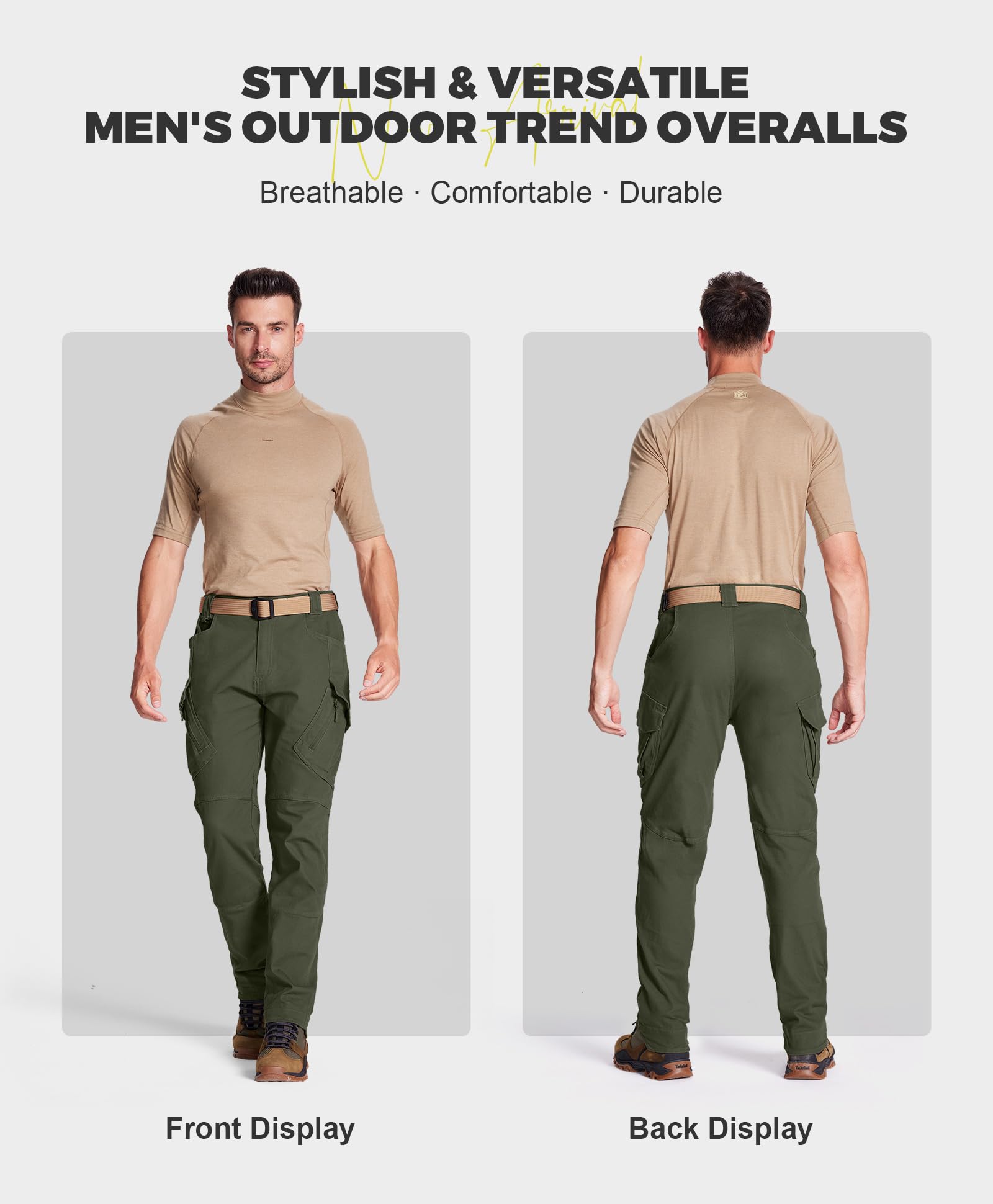 **FEDTOSING Men's Tactical Cargo Pants with 9 Pockets - Rip-Stop Stretch Cotton Military Work Trousers for Hiking, Combat & Outdoor Activities**    *(场景: Perfect for hiking, camping, military duty, construction work, and everyday rugged wear.)*