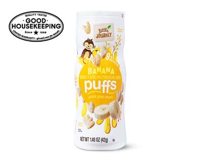 Little Journey 9+ Months Banana Naturally Flavored Whole Grain Puffs Snacks - Healthy Baby Snack for Toddlers 1.48 oz (1 Count) - Perfect for On-the-Go, Daycare & Teething Relief