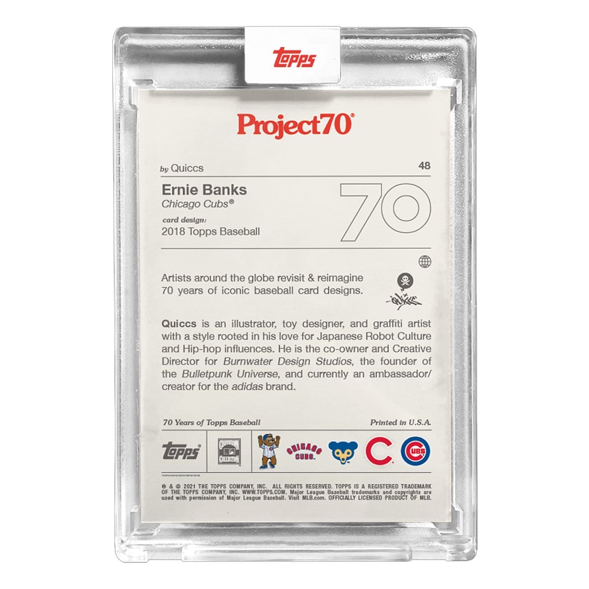 Ernie Banks by Quiccs Topps Project 70 Baseball Card - Limited Edition Collectible for Sports Fans & Memorabilia Enthusiasts - Perfect for Display, Gifts, and Investment