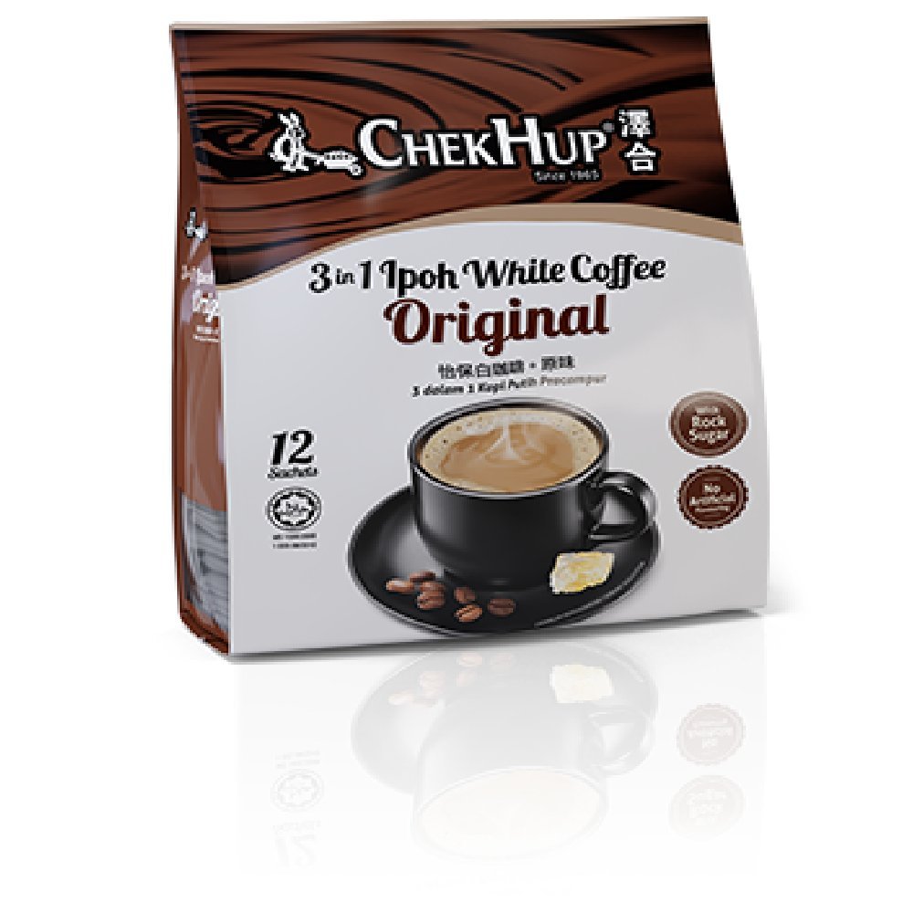 Chek Hup 3-in-1 Ipoh White Coffee Instant Coffee Mix - Original Flavor (12 Pack) | Premium Malaysian Coffee for Home, Office & Travel | Rich & Creamy Instant Beverage