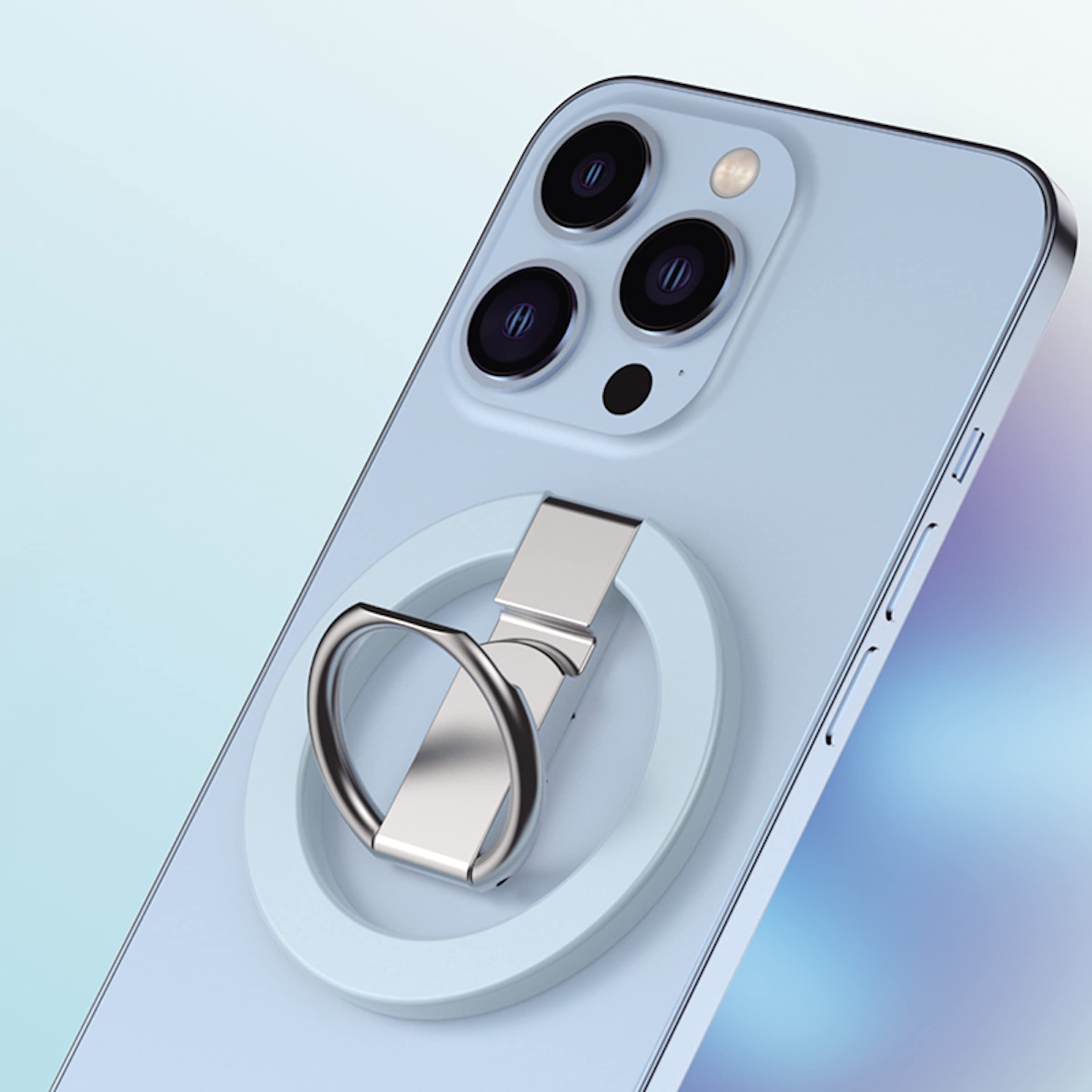 MagSafe Phone Ring Holder for iPhone 12/13/14 Pro Max Mini | Detachable Metal Grip Stand for Secure Holding & Selfies (Sierra Blue)