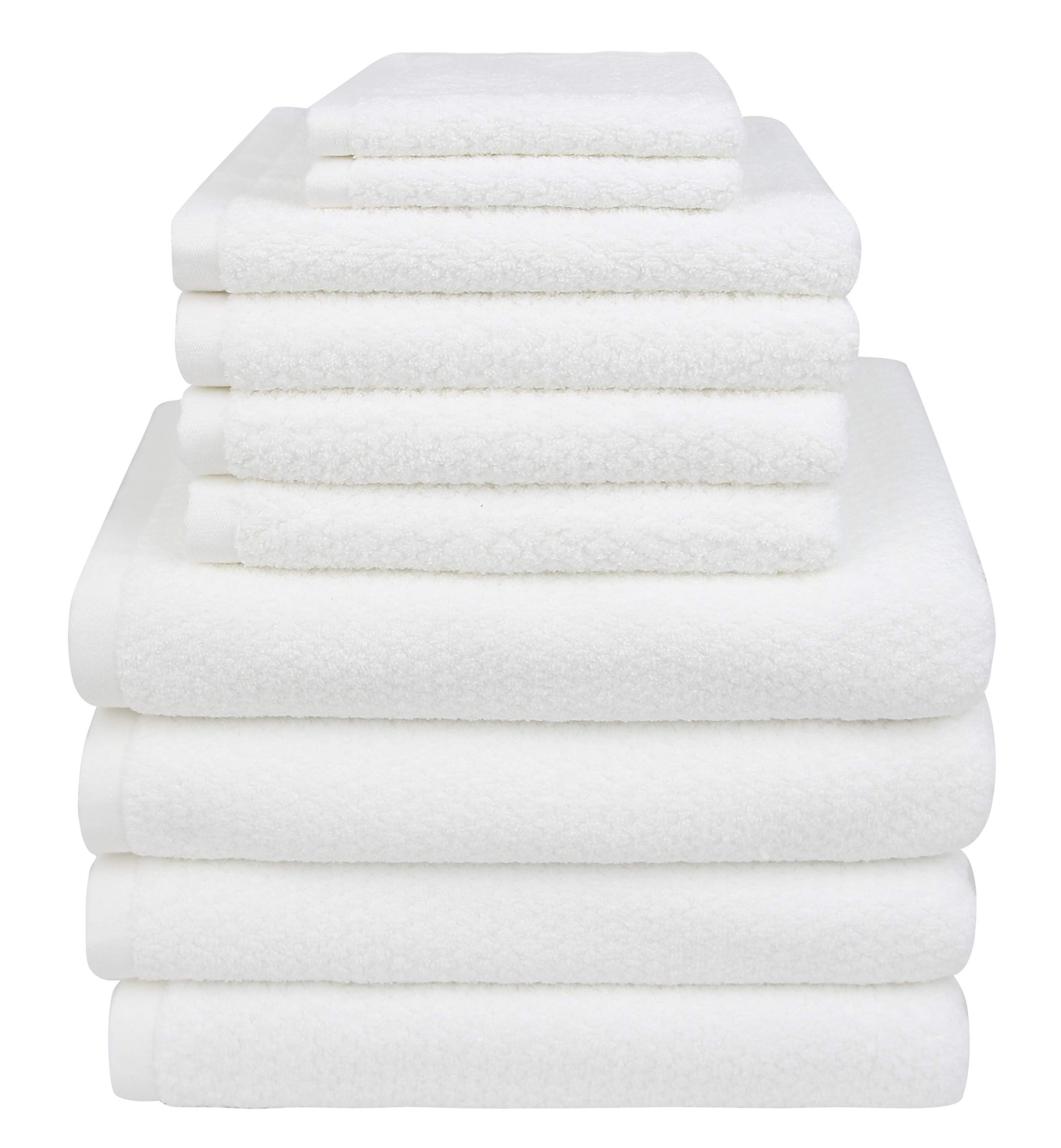 Premium Diamond Jacquard Bath Towel Set - 10 Piece Soft Absorbent Luxury Towels for Spa, Bathroom & Beach - White