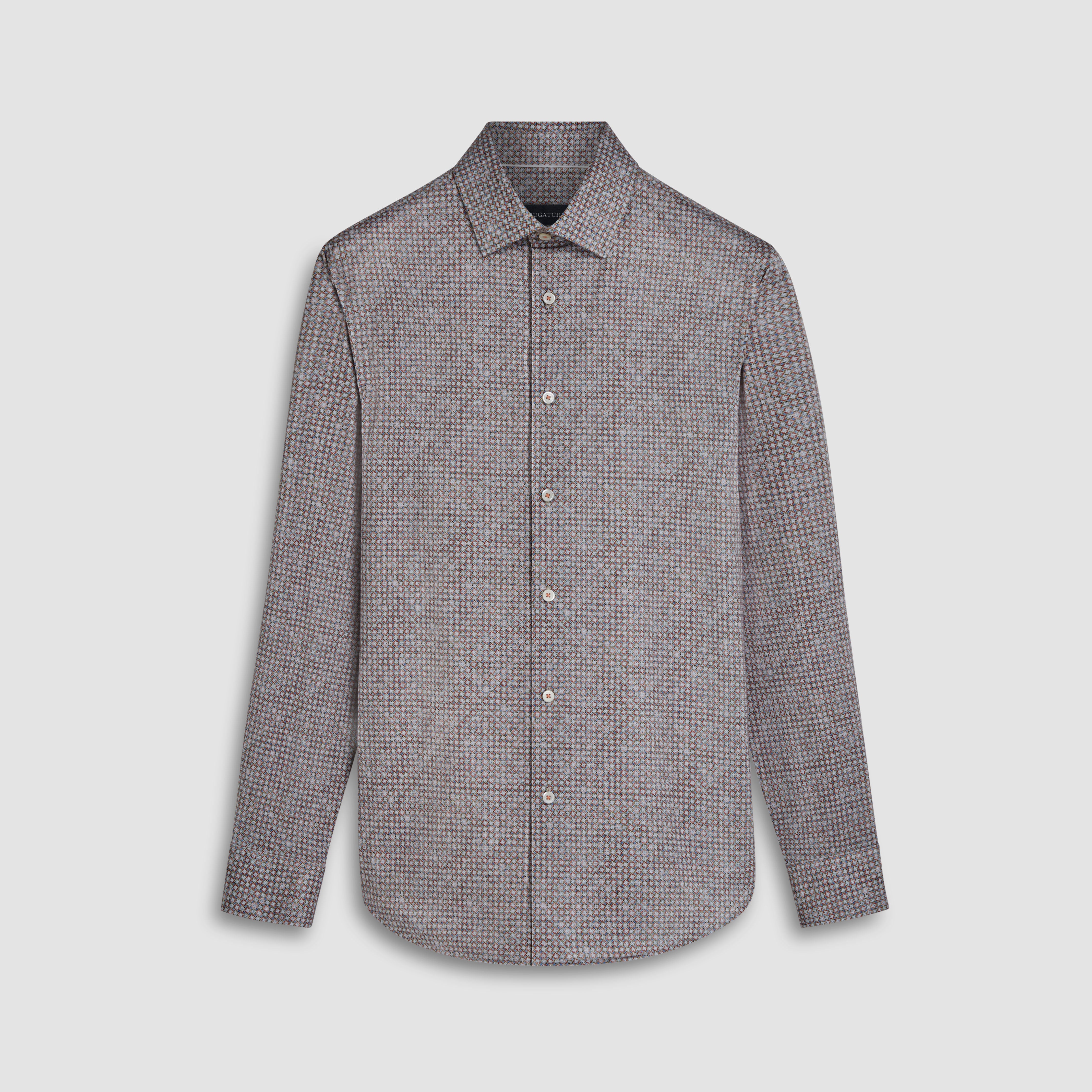 James Geometric Print Cotton Shirt for Men - Stylish Casual Button Down Shirt for Office, Date Night & Summer Outfits