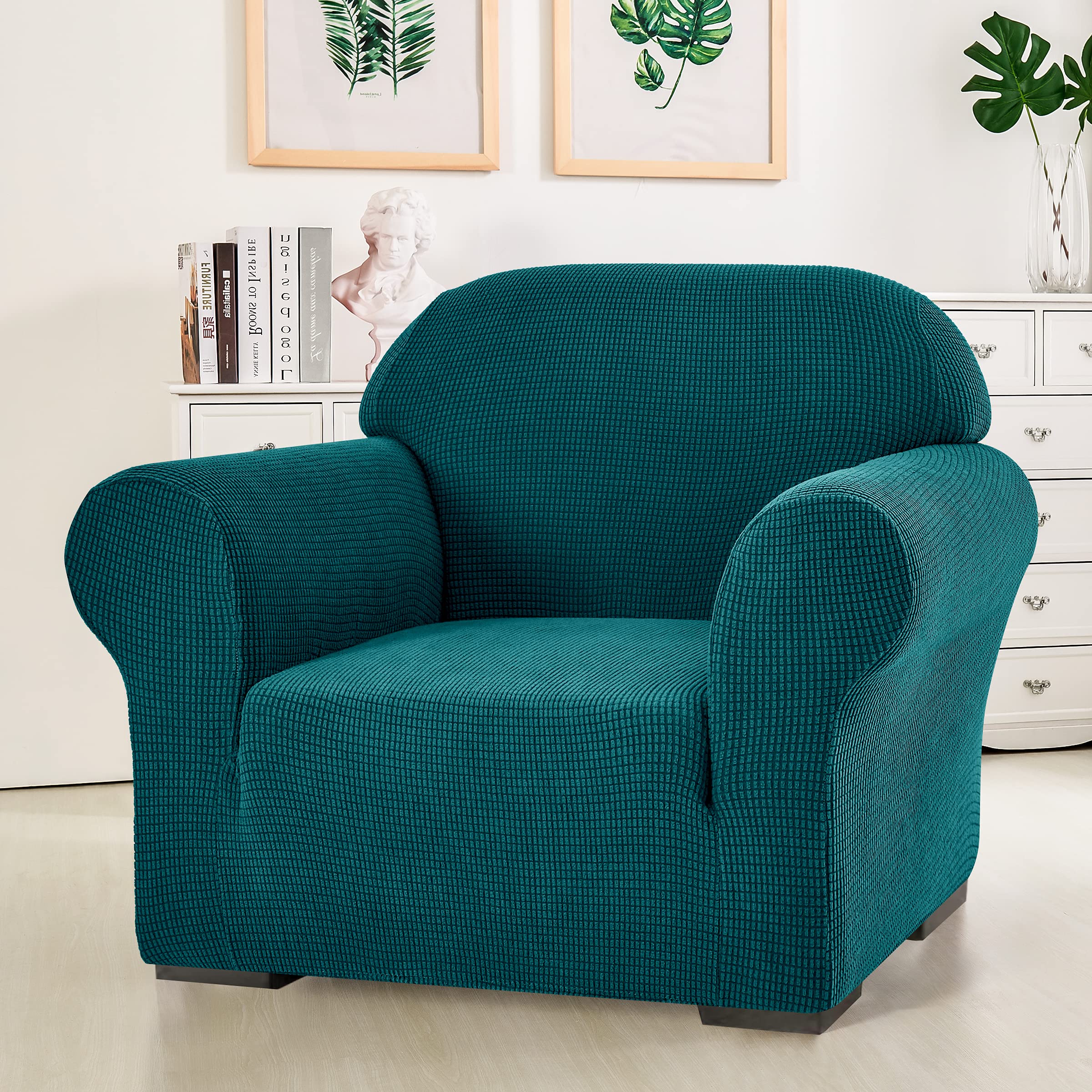 SUBRTEX Stretch Sofa Cover - Elastic Slipcover for Couch, Loveseat & Armchair - Washable Furniture Protector for Living Room (Turquoise) | Perfect for Home Decor, Pet Protection & Spill Prevention