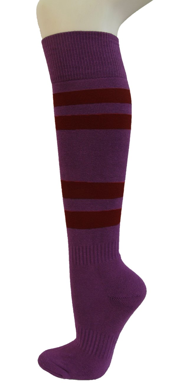Hot Pink Striped Knee High Athletic Socks for Softball & Sports - 1 Pair - Perfect for Games, Practice & Team Uniforms