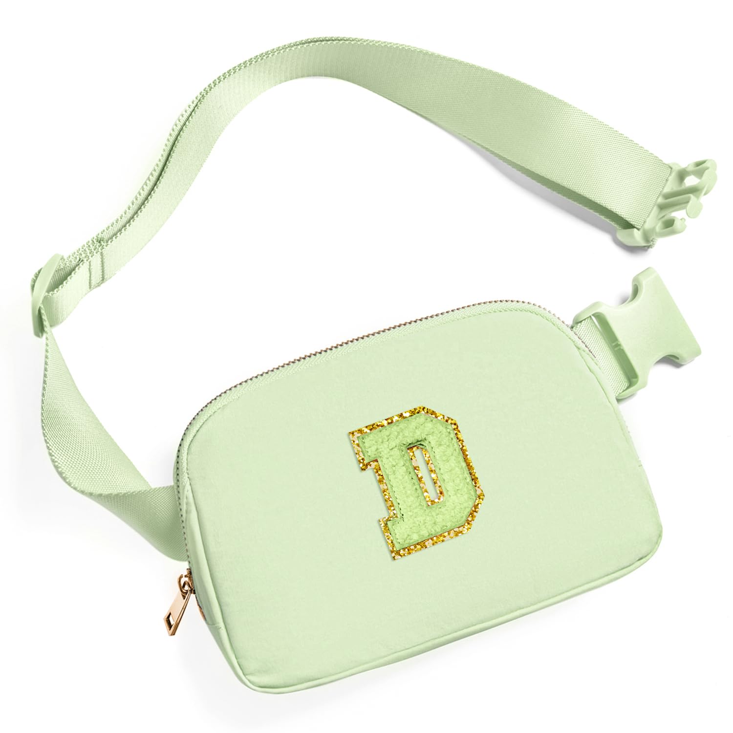 Personalized Initial Letter Fanny Pack for Girls - Cute Crossbody Belt Bag for 8-12 Year Olds | Trendy Light Green Gift for Teen Girls & Women | Perfect for School, Travel & Birthday Presents