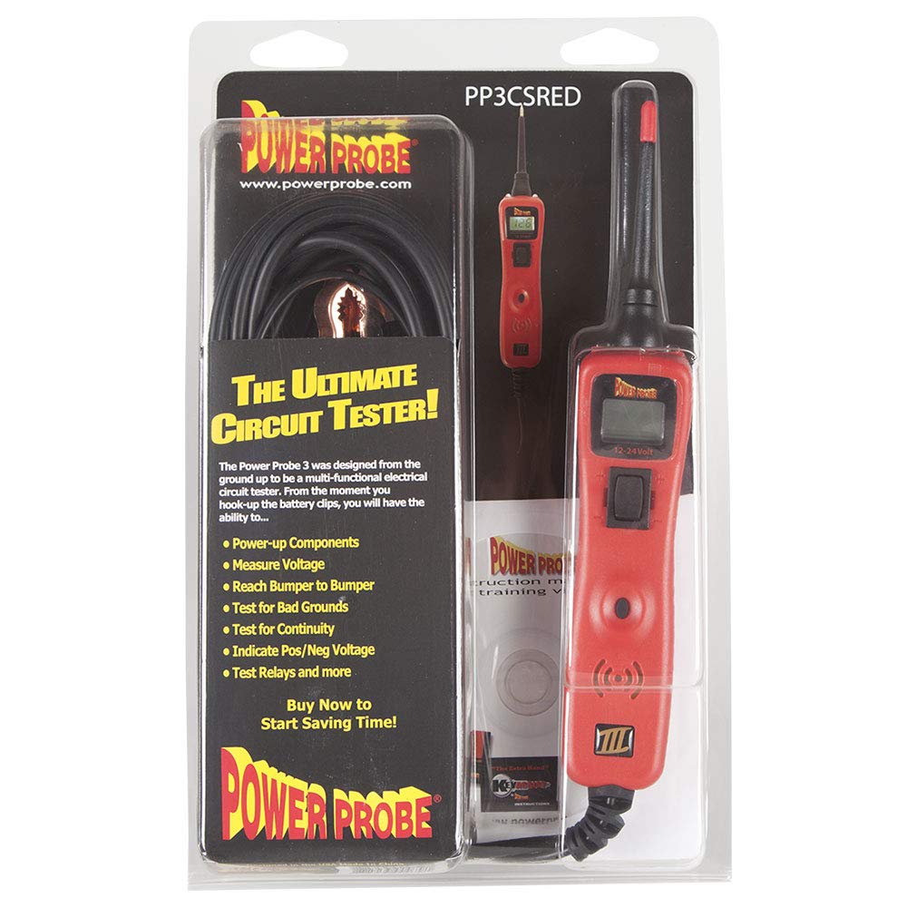Power Probe III Clamshell - Red (PP3CSRED) | Automotive Diagnostic Test Tool with Digital Volt Meter | AC/DC Current Resistance & Circuit Tester | Perfect for Car Repair & Electrical Troubleshooting
