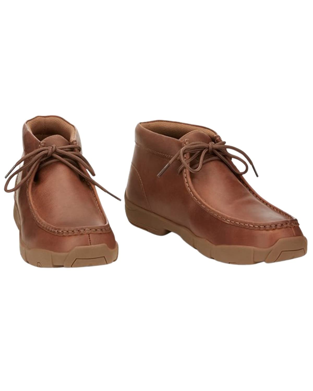 Justin Cappie 4 Inch Men's Work Boots - Square Toe Full Grain Leather Moc Toe Safety Shoes with Oil & Slip Resistant Rubber Outsole, ASTM Certified for Construction & Warehouse Work