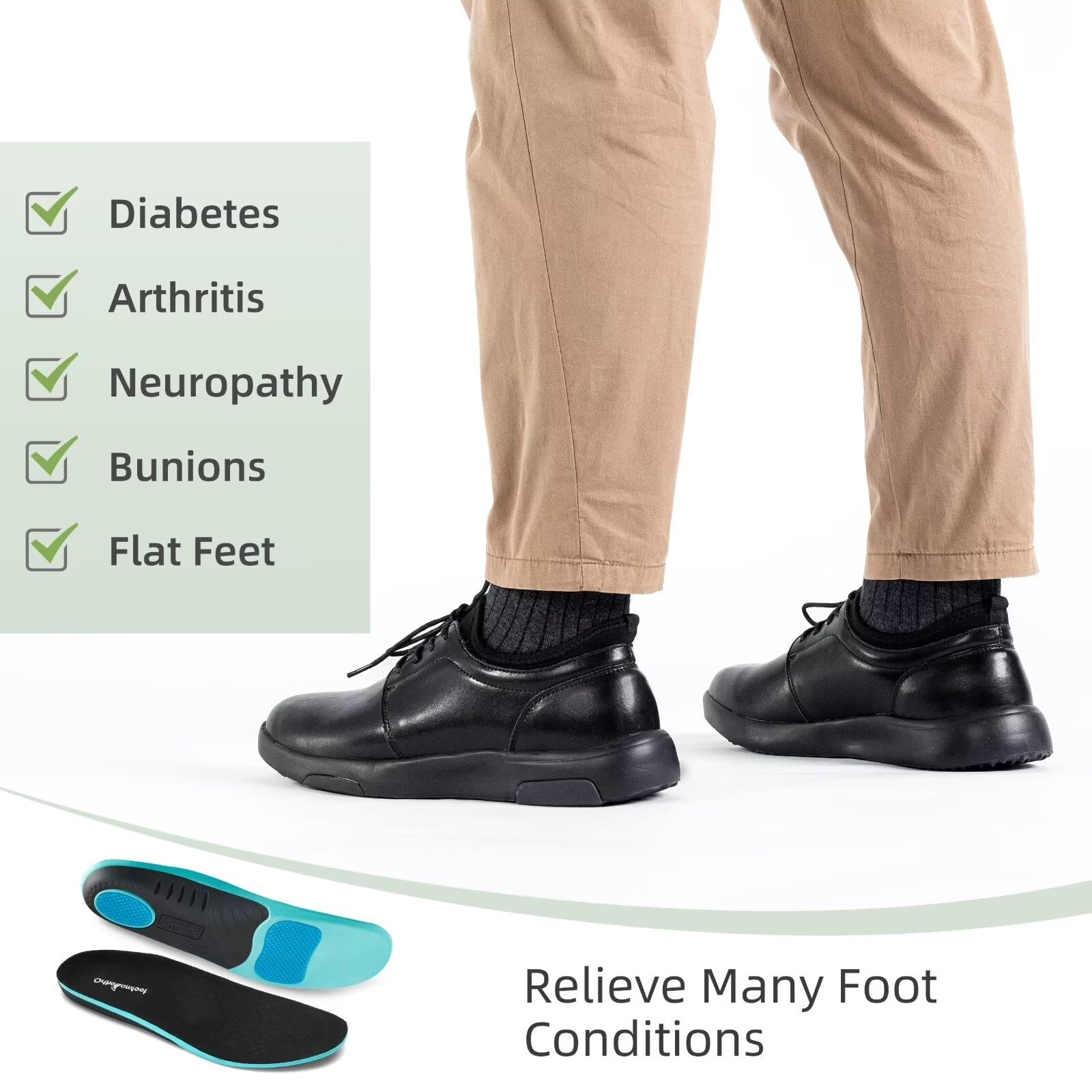OrthoComfoot Men's Orthopedic Leather Dress Walking Shoes - Comfortable Plantar Fasciitis Sneakers with Arch Support for Foot & Heel Pain Relief | Business Casual & Work Shoes for Office, Travel & Daily Walking