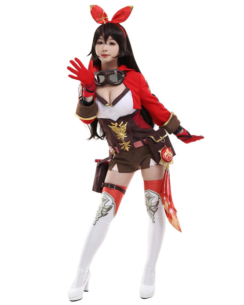 Cosplay.fm Women's Game Character Costume - Print & Suede Spliced Jumper Outfit for Anime Conventions & Halloween Cosplay