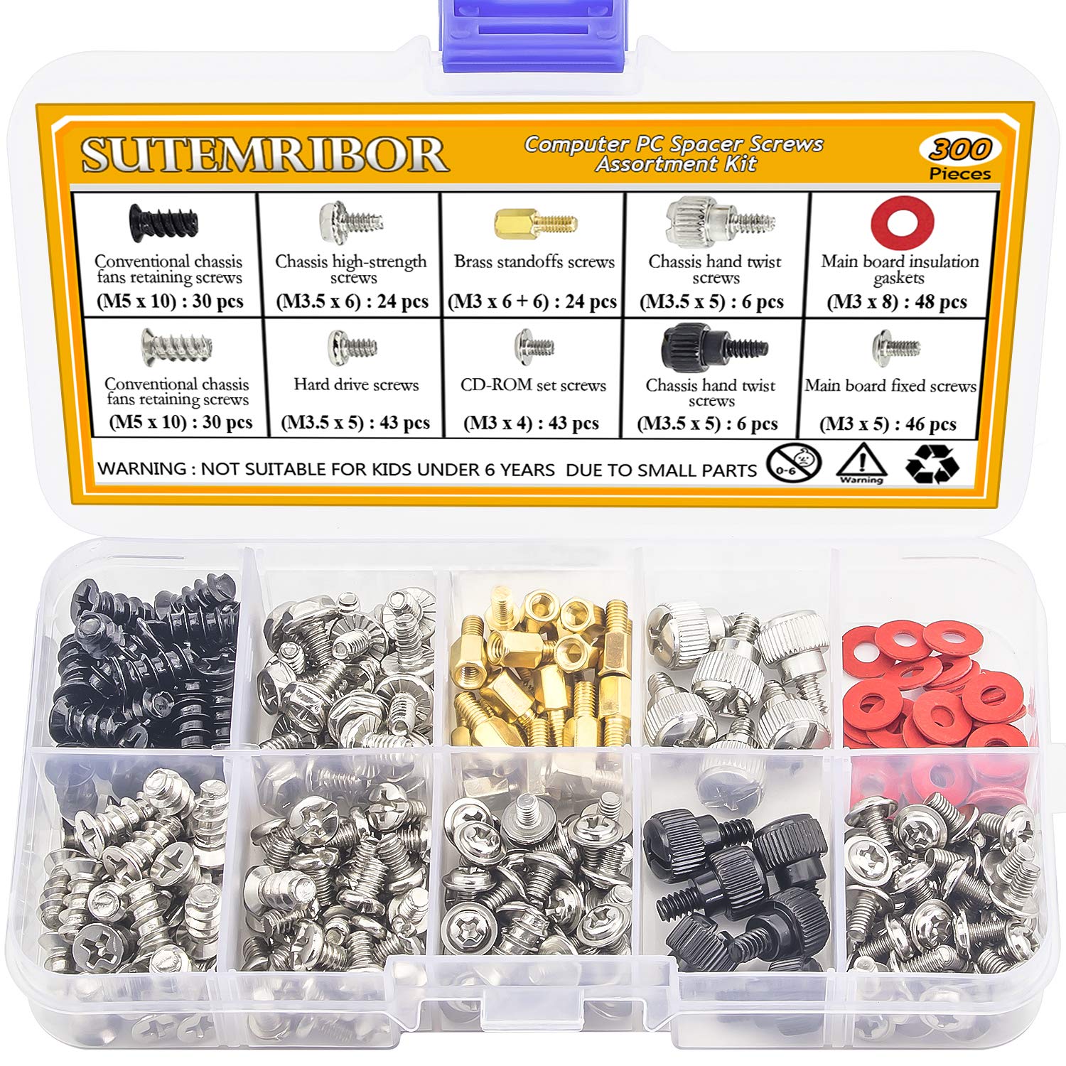 300PCS Computer Screw Standoffs Kit - Motherboard, Hard Drive, Case, Fan & GPU Mounting Hardware | Perfect for PC Building, Repair & Upgrades