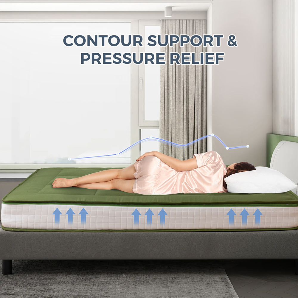 MAXYOYO Padded Japanese Floor Mattress - Green Foldable Roll Up Futon Mattress for Bedroom, Guest Room & Travel | Comfortable Floor Sleeping & Lounging