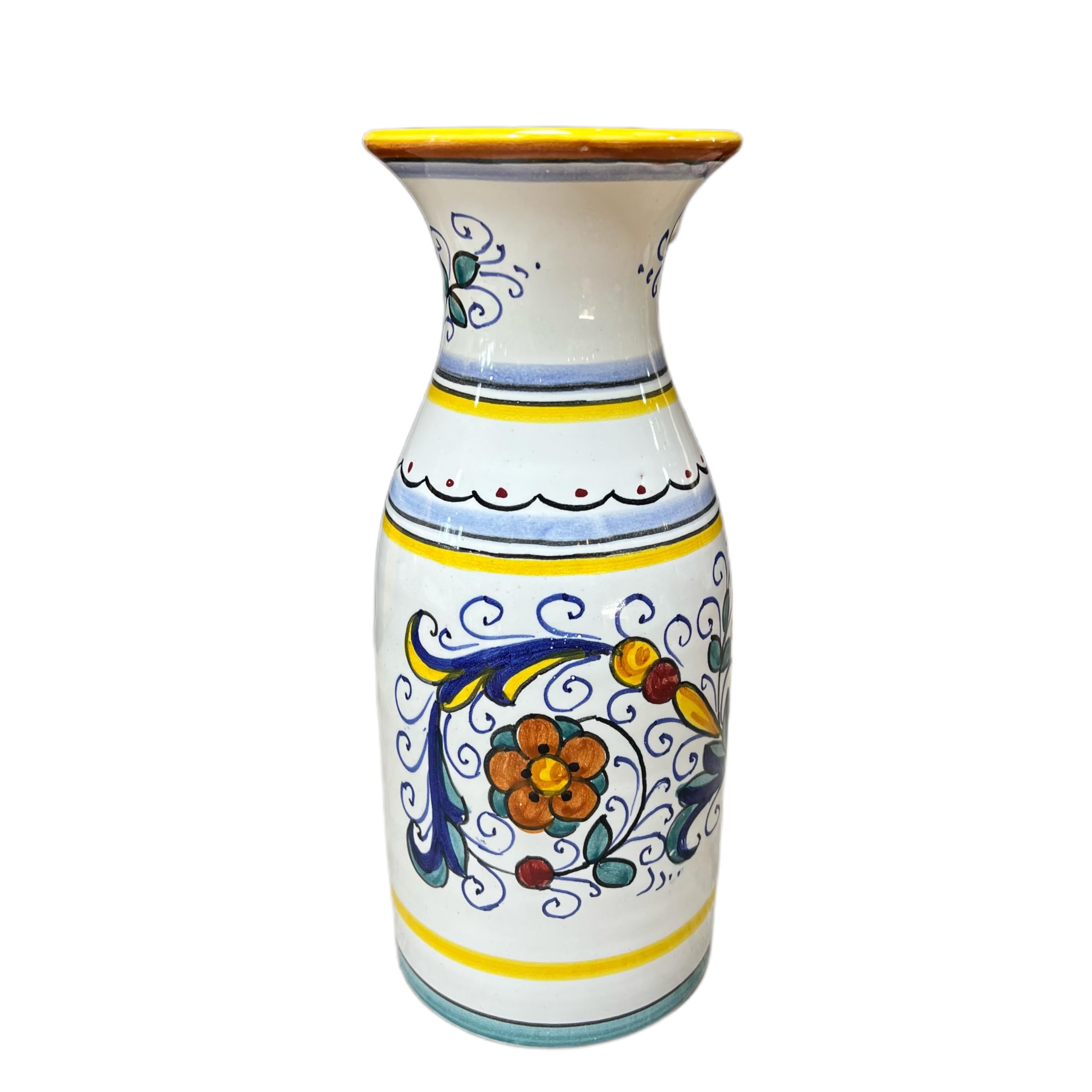 Hand Painted Italian Ceramic Ricco Wine Carafe - Arte D'Italia Imports - Handmade in Deruta, Italy - Elegant Decanter for Red Wine, Perfect for Dinner Parties & Home Decor