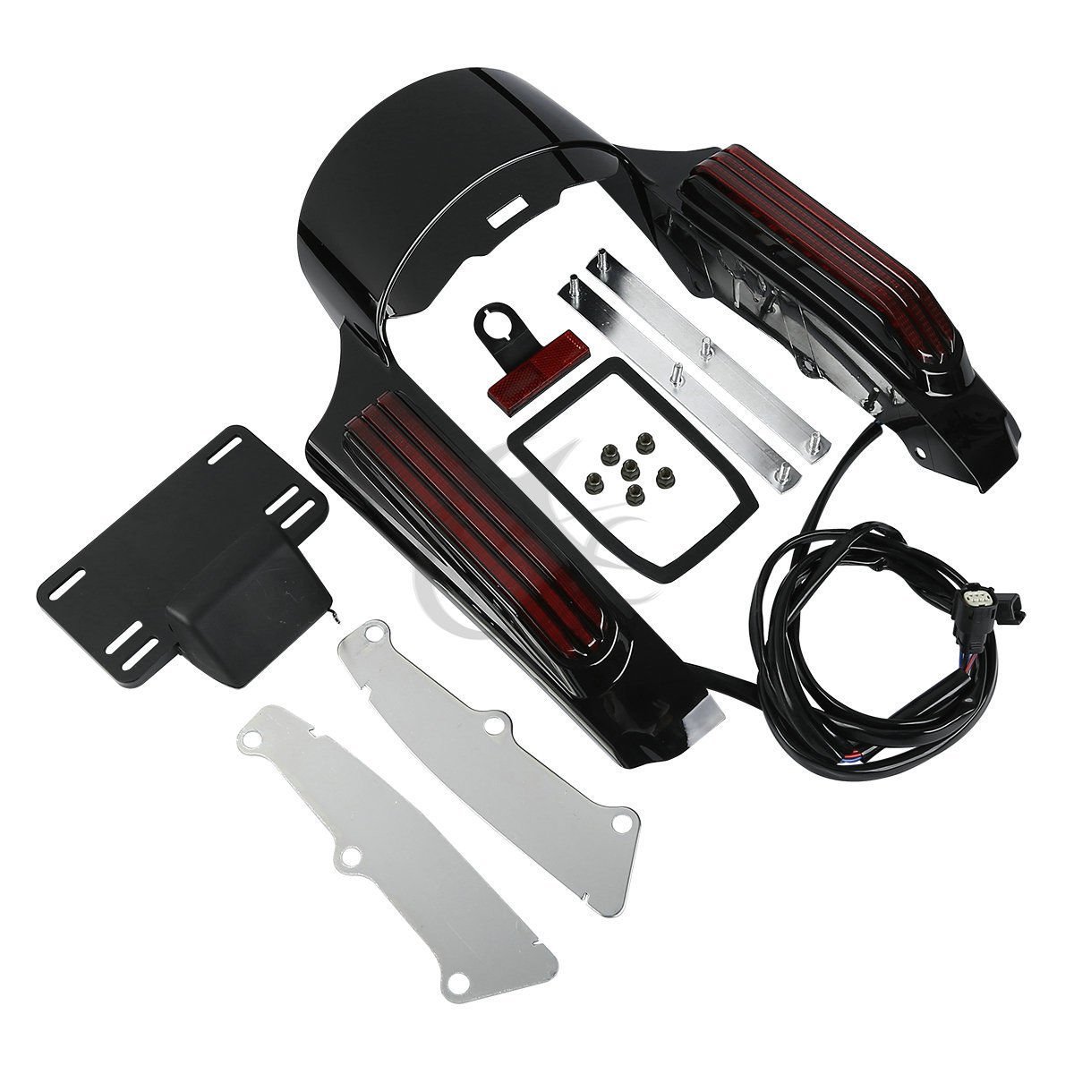 TCMT Rear Fender Fascia with LED Brake Running Turn Signal Lights Kit - Compatible with Harley Touring Models (Road King, Road Glide, Street Glide, Electra Glide, Ultra Limited 2014-2023) - Perfect for Custom Motorcycle Upgrades & Night Riding Safety