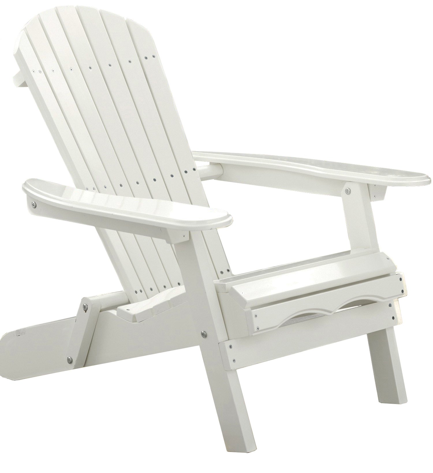 Foldable Wooden Adirondack Chair - Outdoor Patio Furniture for Garden, Lawn, Deck & Backyard Relaxation - Comfortable White Wood Folding Chair for Poolside, Camping & Picnics