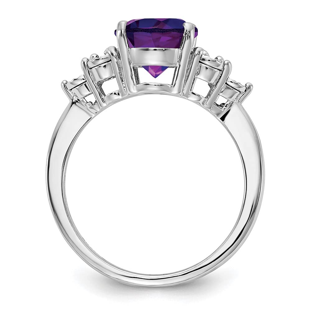 925 Sterling Silver Amethyst & Diamond Ring for Women | Elegant Fine Jewelry Gift for Her | Perfect for Anniversaries, Birthdays & Special Occasions