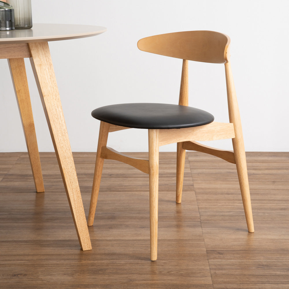 Stylish Oak and Black TELYN Dining Chair - Modern Wooden Kitchen Chair for Home, Restaurant & Office Use