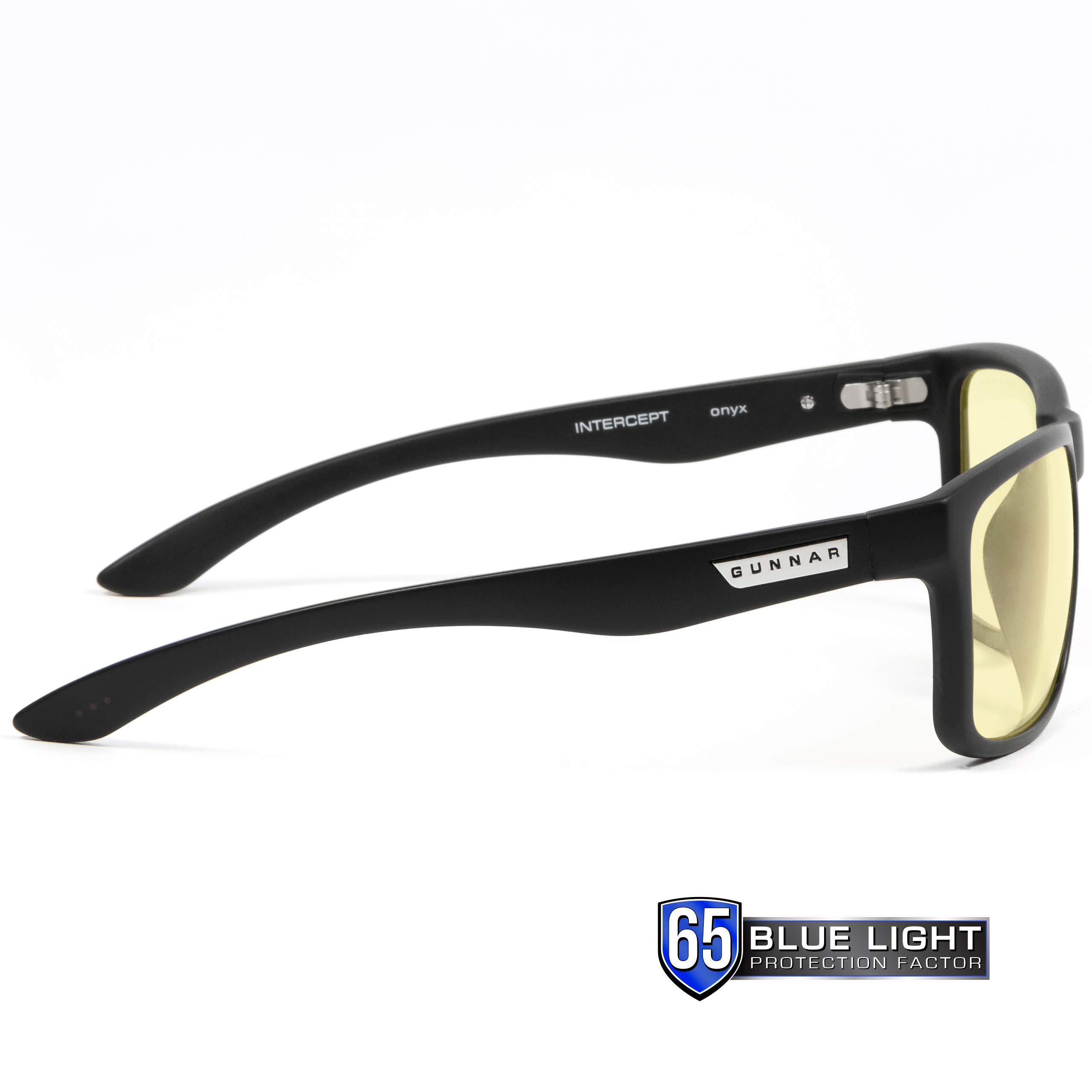 GUNNAR Gaming & Computer Glasses - Blue Light Blocking (65%) for Eye Strain Relief - Maverick Gunmetal & Intercept Onyx with Amber Tint - Perfect for Gamers, Programmers & Office Workers