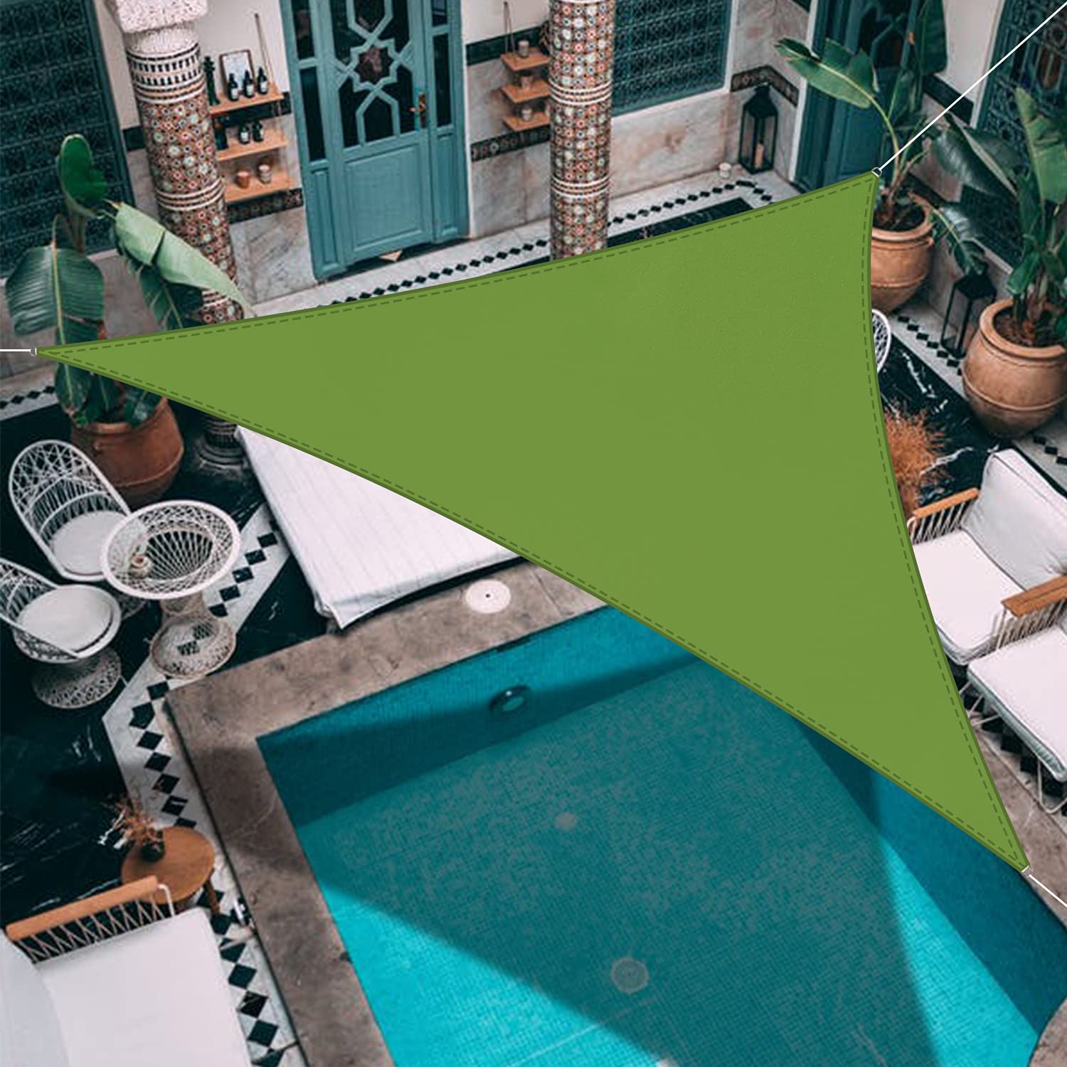 10'×13'×16' Triangle Shade Sail - UV Block, Waterproof Sun Canopy for Backyard, Patio, Garden & Pool - Grass Green Custom Shade Cover for Outdoor Relaxation & Sun Protection