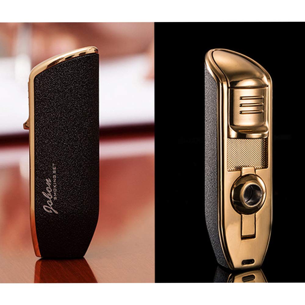 Triple Torch Lighter with Powerful Jet Flame - Blue Butane Windproof Lighter with Built-in Cigar Cutter | Portable Outdoor Gadget for Men | Perfect for Cigars, Camping, BBQ & Outdoor Adventures