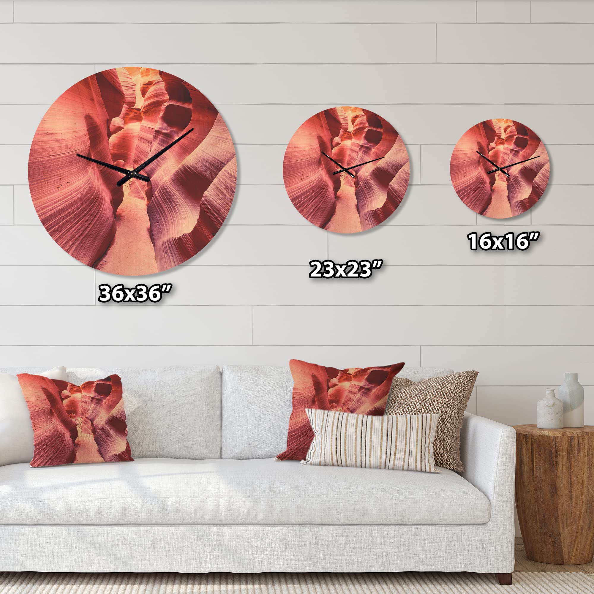Antelope Canyon Landscape Modern Wood Wall Clock - Large Oversized Decorative Wooden Clock for Living Room, Bedroom & Office Décor | Perfect for Home, Office & Gifts