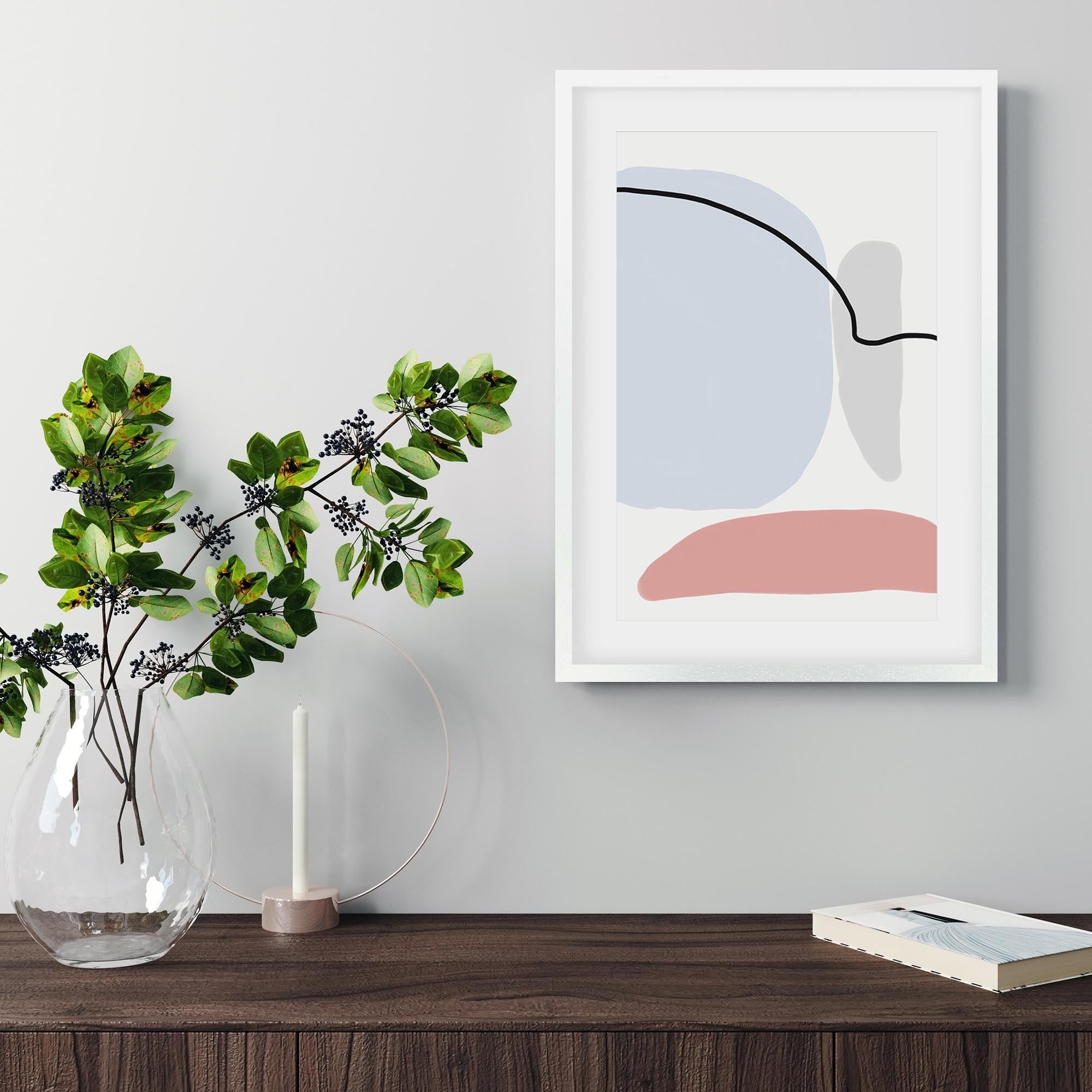 Soft Pastel Illustration Framed Art - Handmade Wall Decor for Living Room, Bedroom & Office - Perfect Gift for Home Decor & Housewarming