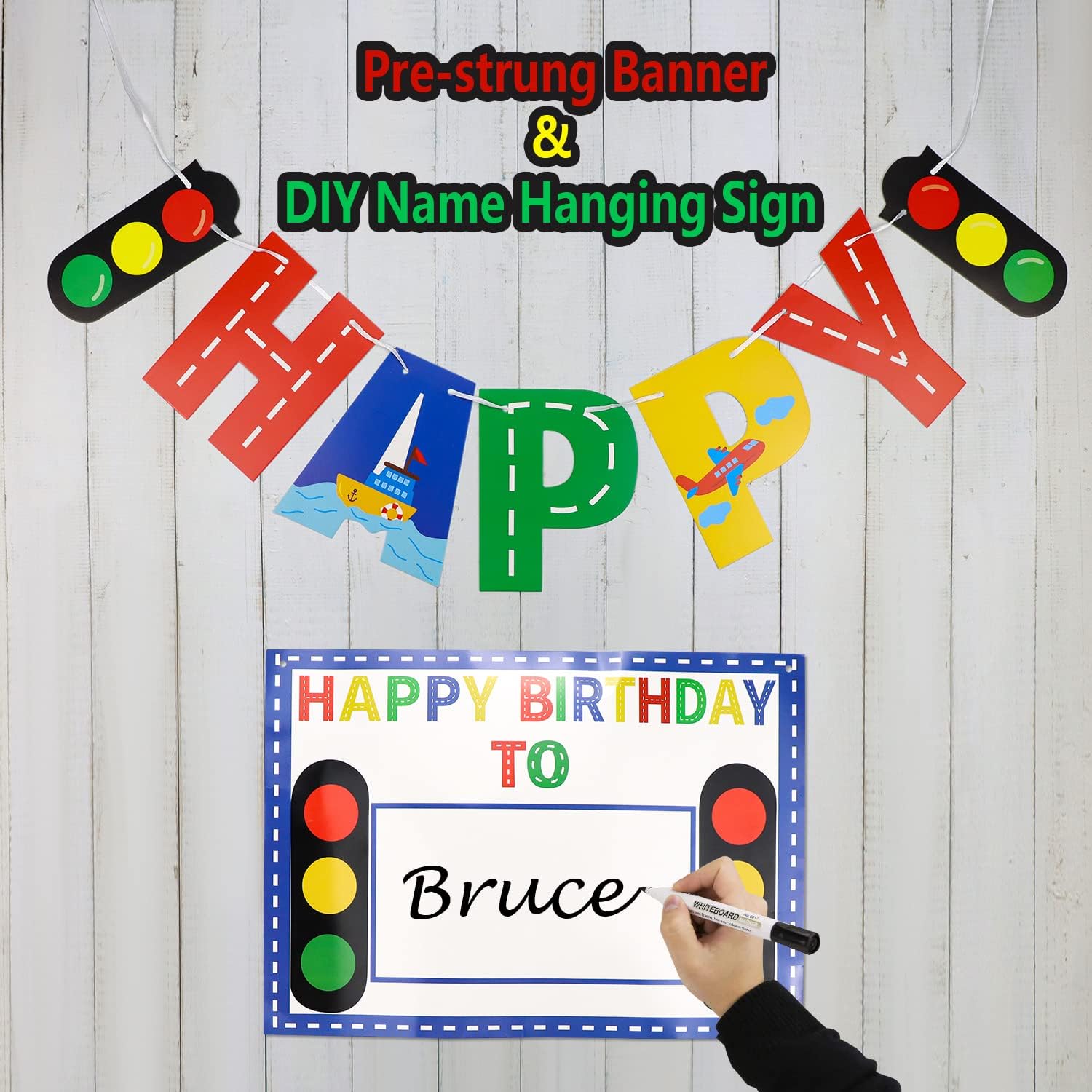 Transportation Theme 3rd Birthday Party Supplies for 3 Year Olds - Includes Happy Birthday Banners, Centerpieces, Tablecloths, Cake Toppers & 76 Balloons - Perfect for Kids' Truck, Train & Car Themed Birthday Decorations