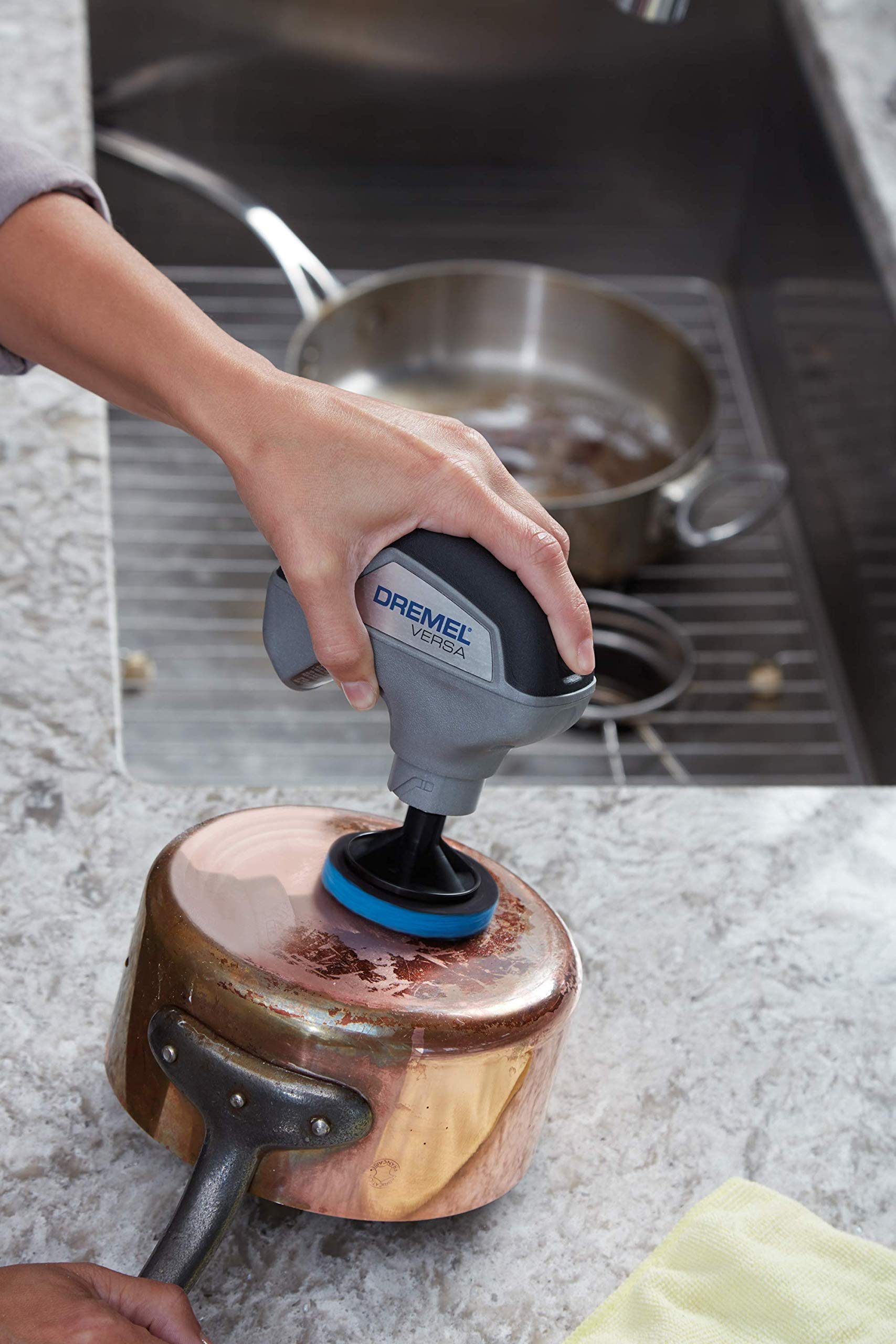 Dremel Versa Power Scrubber Cleaning Tool - Multi-Surface Scrub Brush for Grout, Tile, Bathtub, Shower, Kitchen, Sink & Grill - Electric Cleaner for Bathroom, Stove, Pans & Auto Detailing - PC10-02 - Perfect for Deep Cleaning Tough Stains in Home & Outdoor Spaces