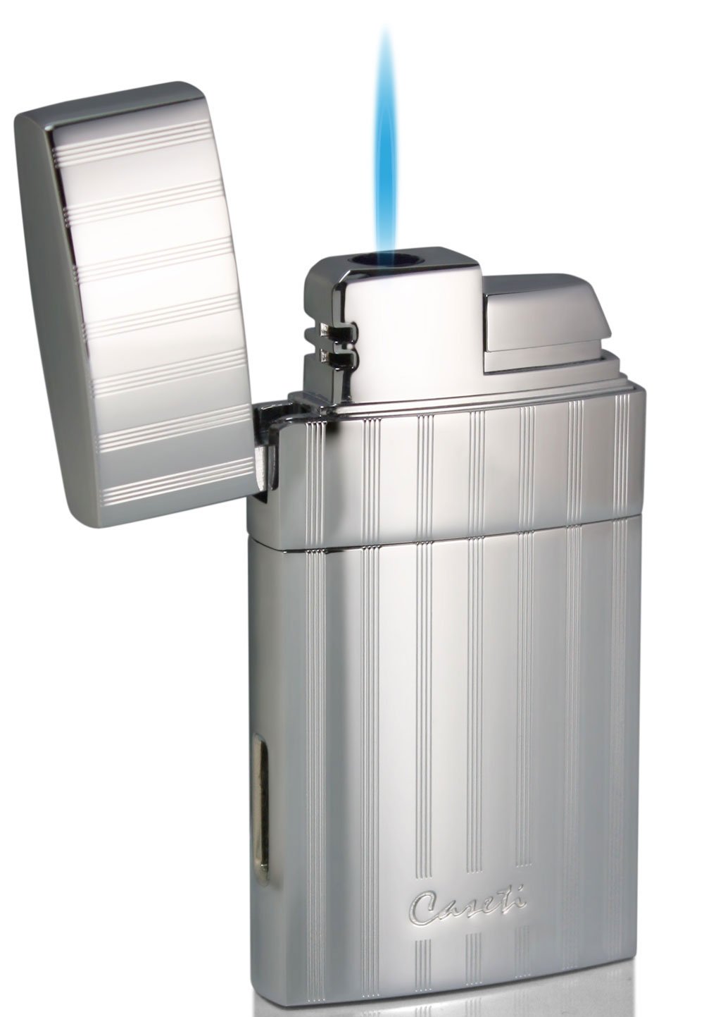 Premium Visol Caseti Troy Polished Chrome Single Torch Flame Cigar Lighter - Perfect for Cigar Aficionados, Outdoor Smoking & Luxury Gifting