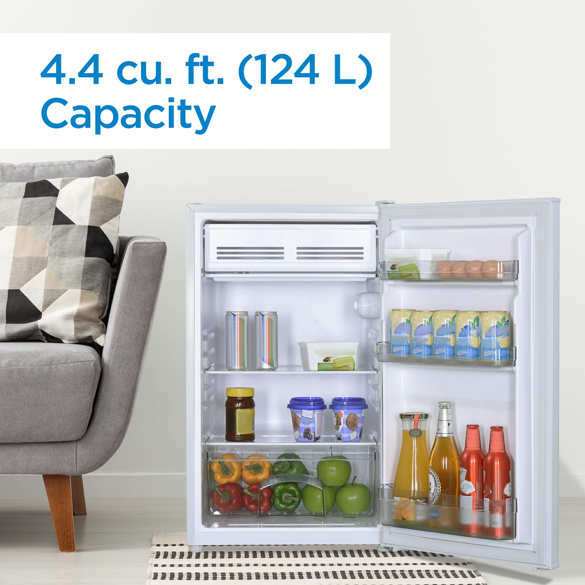Danby DCR044B1WM 4.4 cu. ft. Compact Refrigerator - Energy Efficient Mini Fridge for Dorm, Office, Bedroom & Kitchen - White