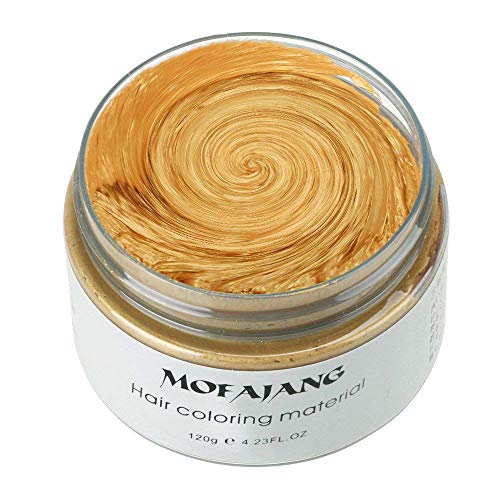 MOFAJANG Unisex Hair Wax Color Dye Styling Cream - Temporary Washable Hair Pomade for Natural Hairstyles - Gold Tint for Party, Cosplay & Halloween Costumes - Perfect for Daily Styling & Special Events