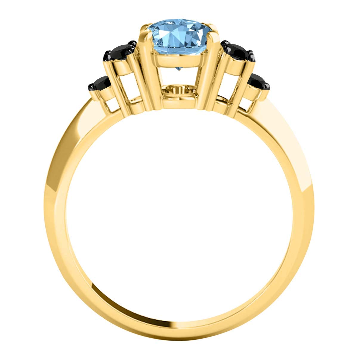 10K Solid Yellow Gold 1.55 Carat Black Diamond & Oval Gemstone Ring for Women - Elegant Wedding, Engagement, Anniversary Gift for Her