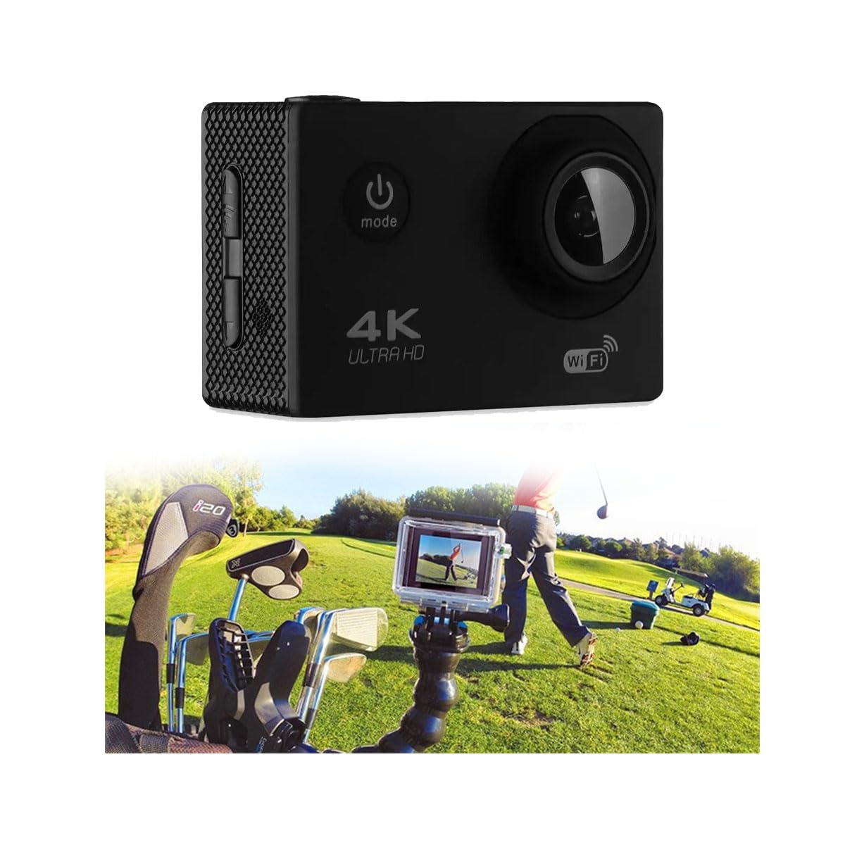 WJPUELUO 4K Action Camera - Waterproof Sports Camera with WiFi & Remote Control, Underwater HD Video for Diving, Surfing, Cycling & Outdoor Adventures