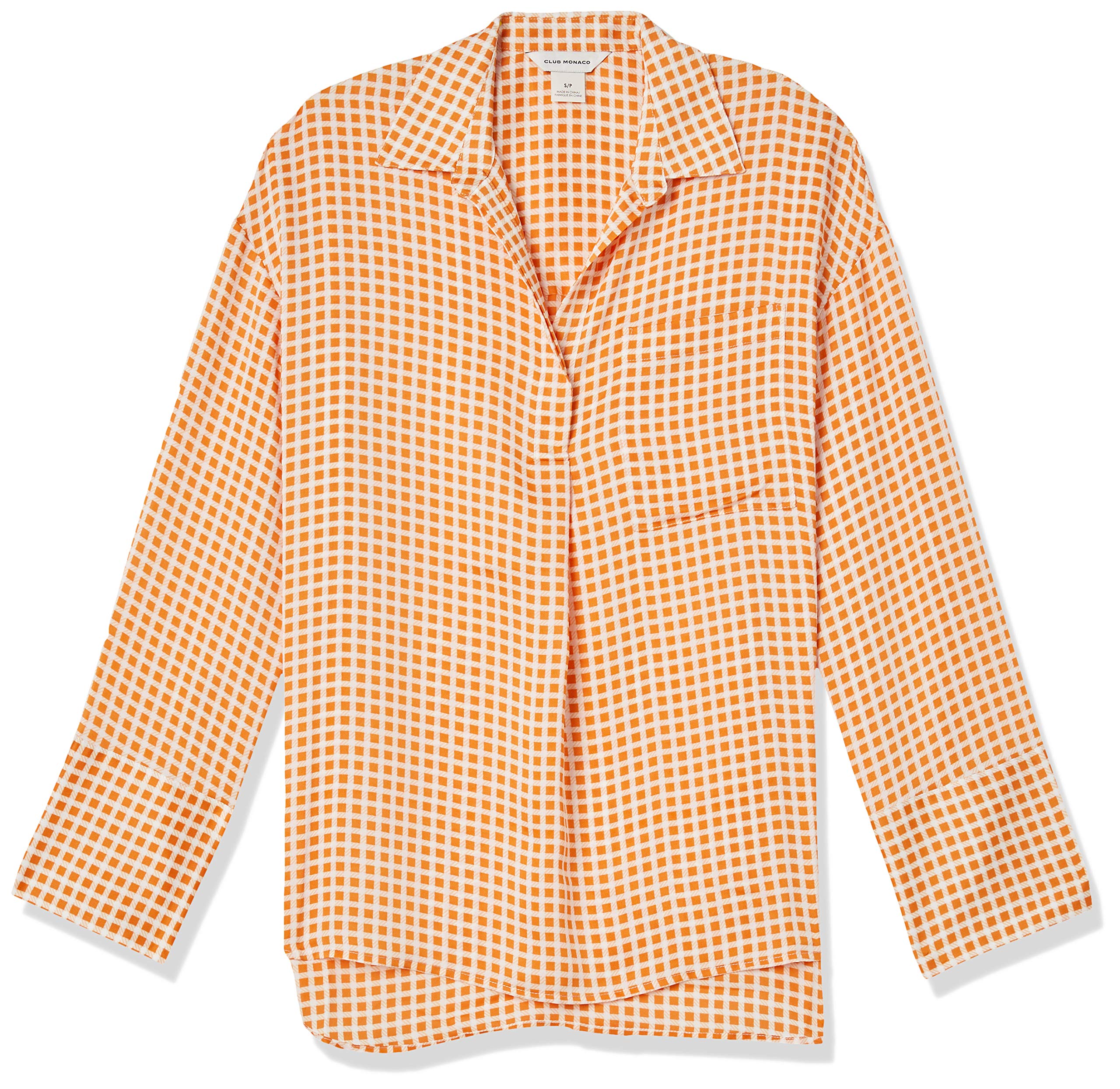 Club Monaco Women's Popover Pocket Shirt - Casual Button Down Blouse for Work & Weekend | Stylish Office Wear & Everyday Outfits