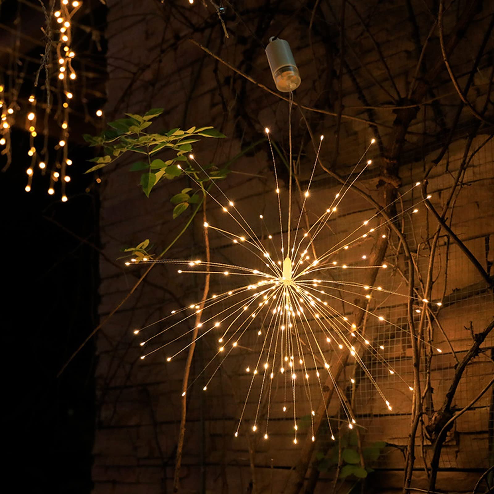 2pcs Firework Lights - 180 LED Copper Wire Starburst Fairy Lights with Remote, 8 Modes Battery Operated for Wedding, Christmas, Party, Patio & Garden Decoration - Perfect for Indoor & Outdoor Holiday Decor, Backyard Lighting, and Special Event Ambiance