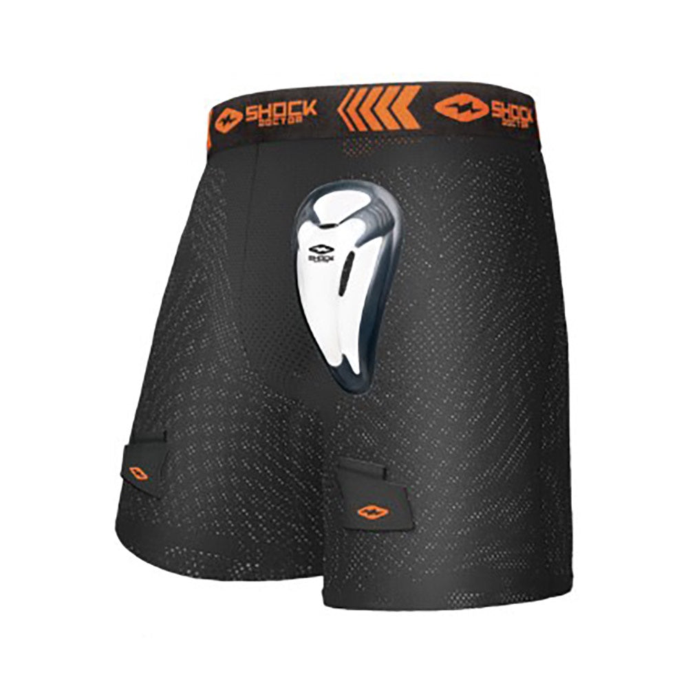 Shock Doctor Boys' Loose Fit Hockey Shorts with BioFlex Protective Cup - Perfect for Youth Hockey Practice & Games